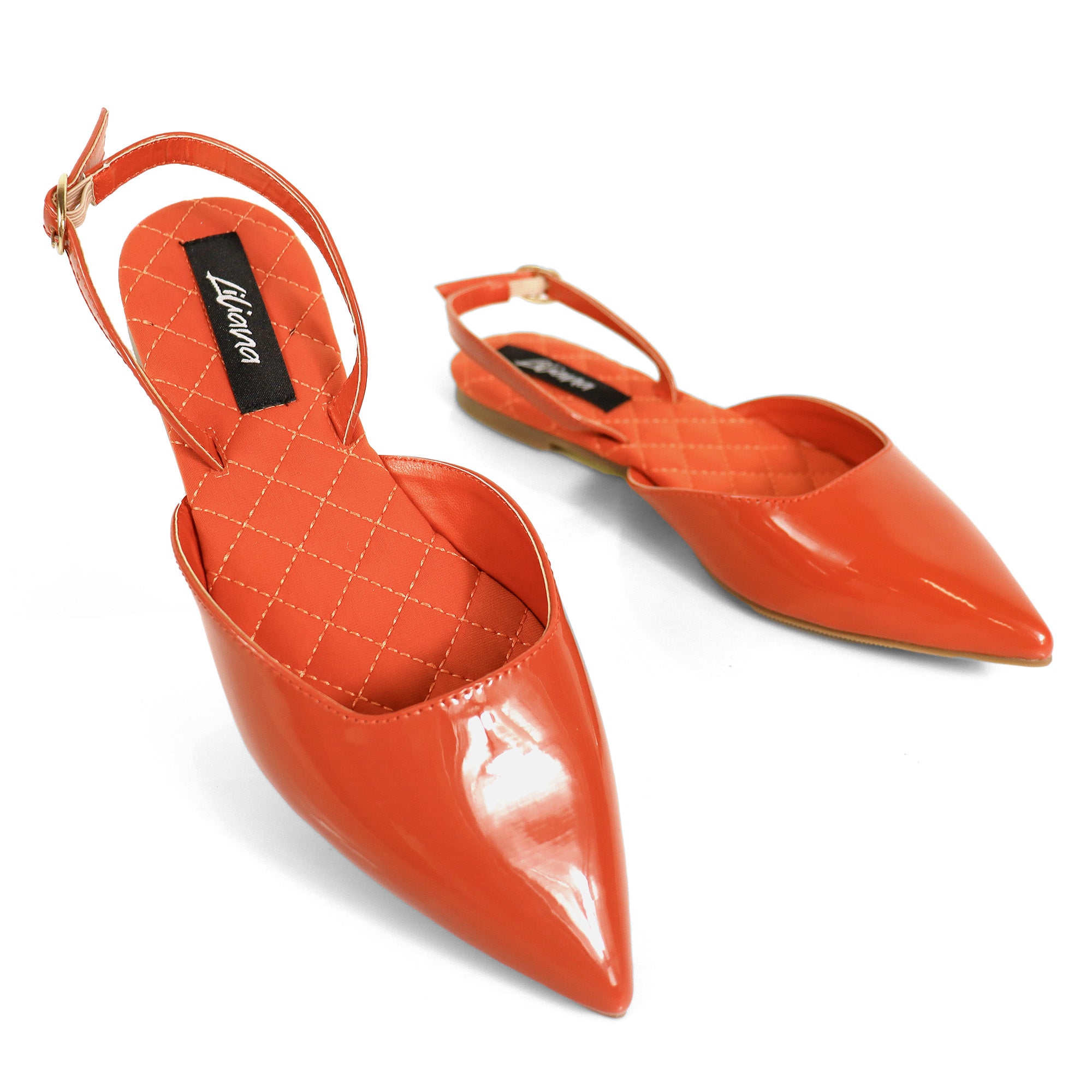 RUCHEL-1 POINTED TOE SLINGBACK FLATS TERRACOTTA