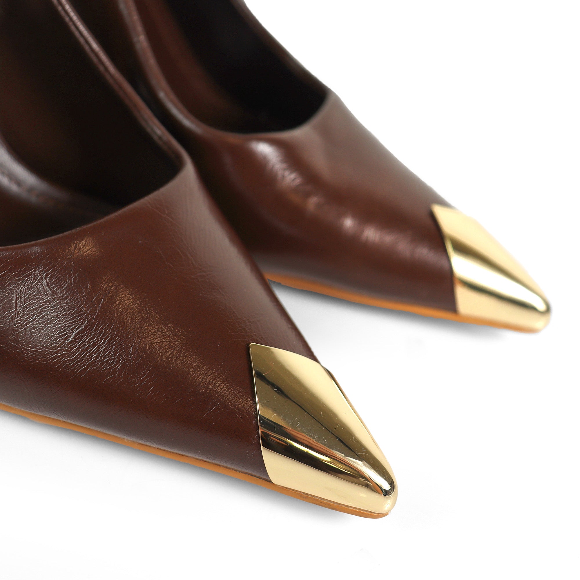 SAKINA-2 METAL CAP POINTED TOE W/SLINGBACK PUMP CHOCOLATE