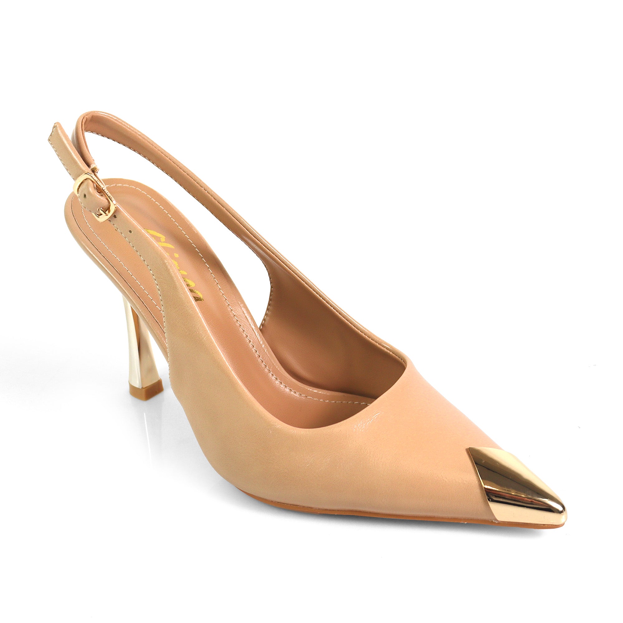 SAKINA-2 METAL CAP POINTED TOE W/SLINGBACK PUMP NUDE