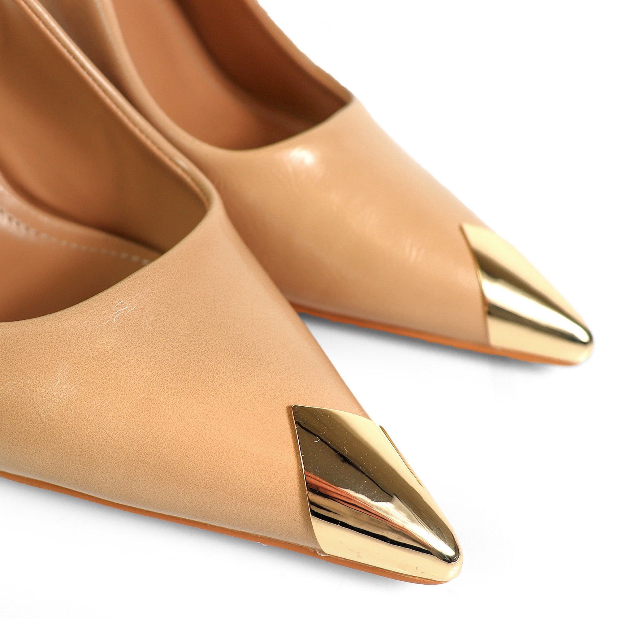 SAKINA-2 METAL CAP POINTED TOE W/SLINGBACK PUMP NUDE