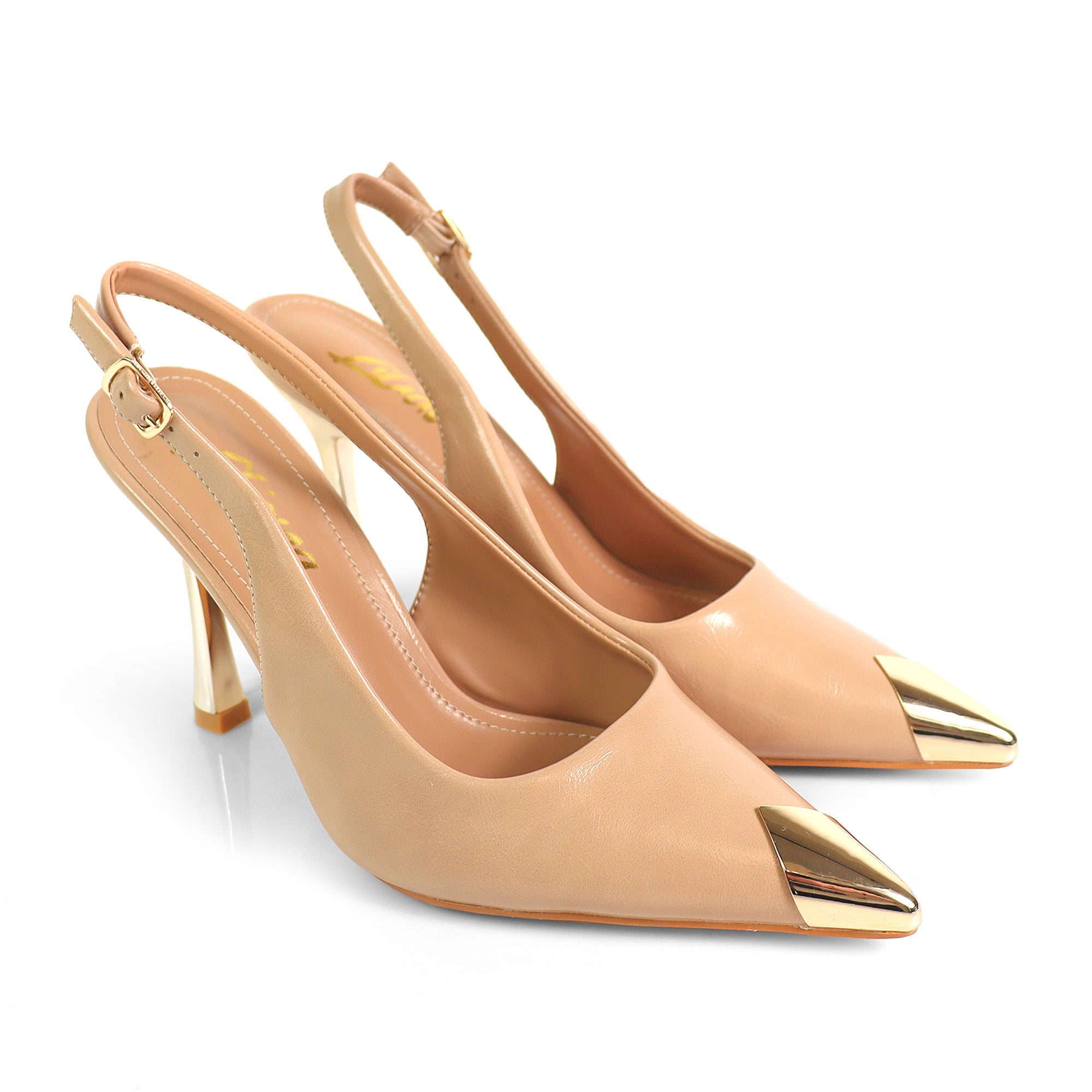 SAKINA-2 METAL CAP POINTED TOE W/SLINGBACK PUMP NUDE