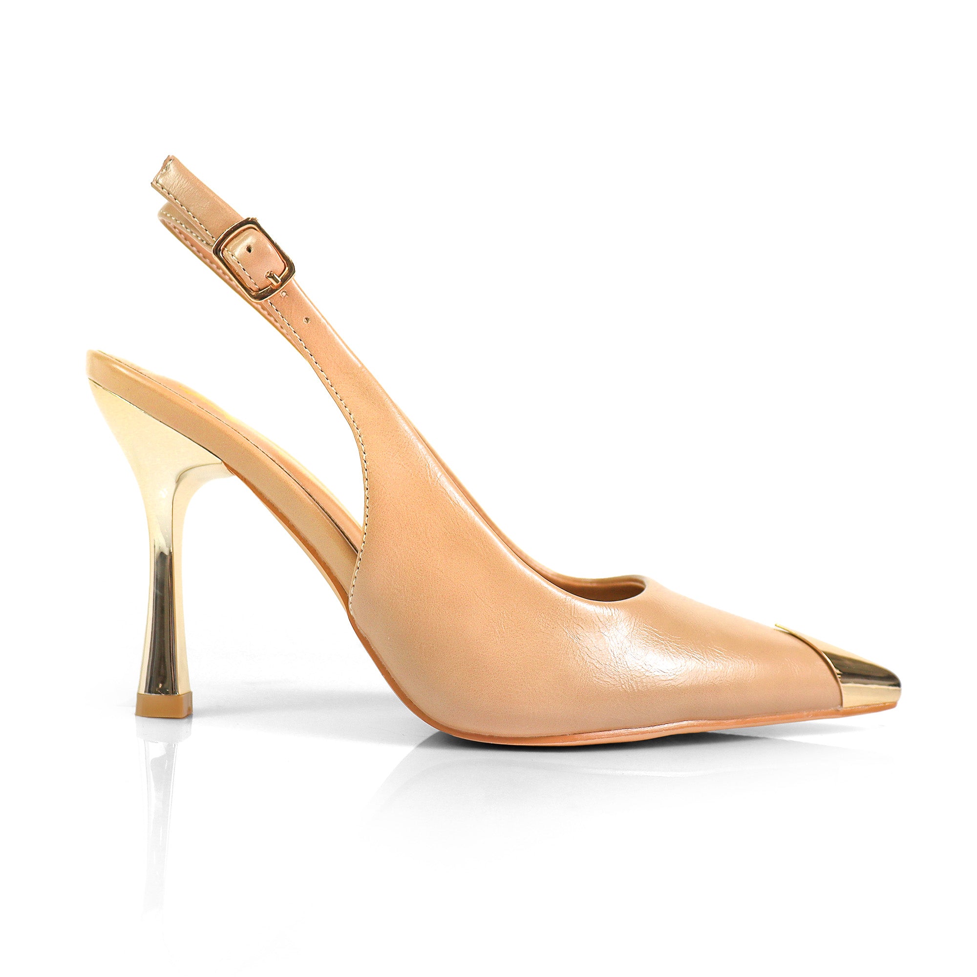 SAKINA-2 METAL CAP POINTED TOE W/SLINGBACK PUMP NUDE