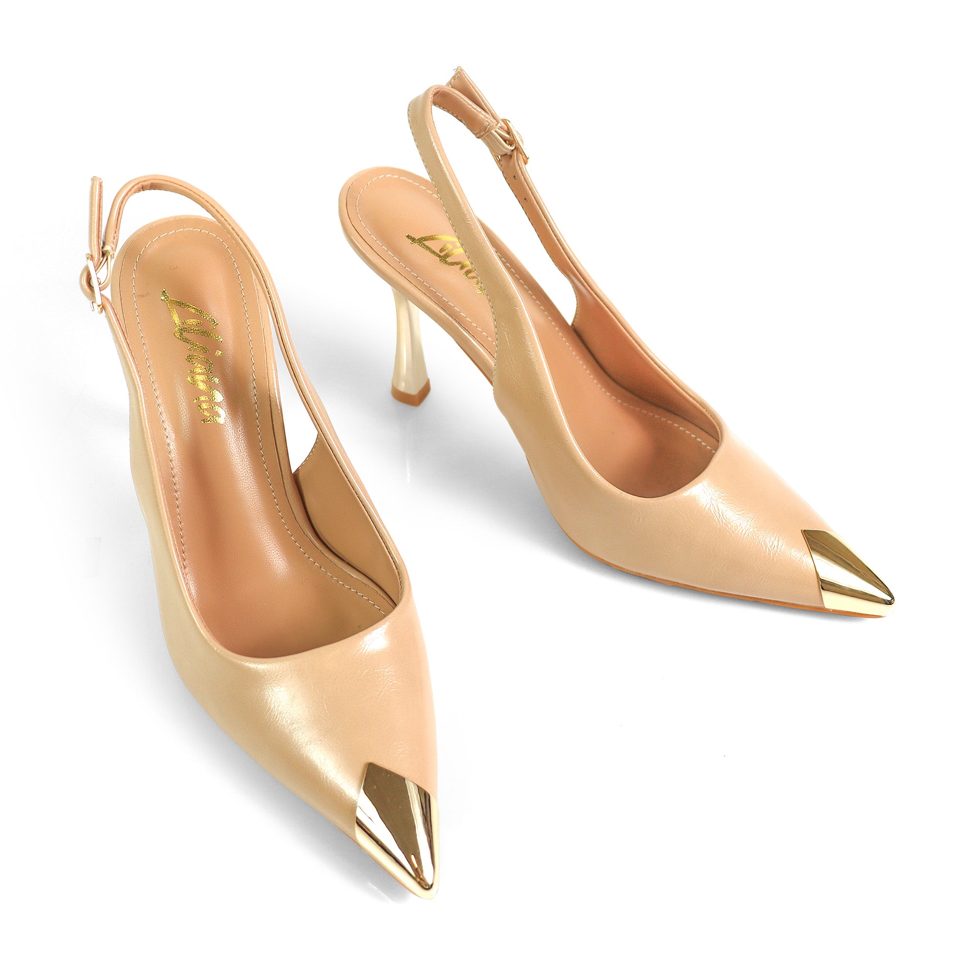 SAKINA-2 METAL CAP POINTED TOE W/SLINGBACK PUMP NUDE