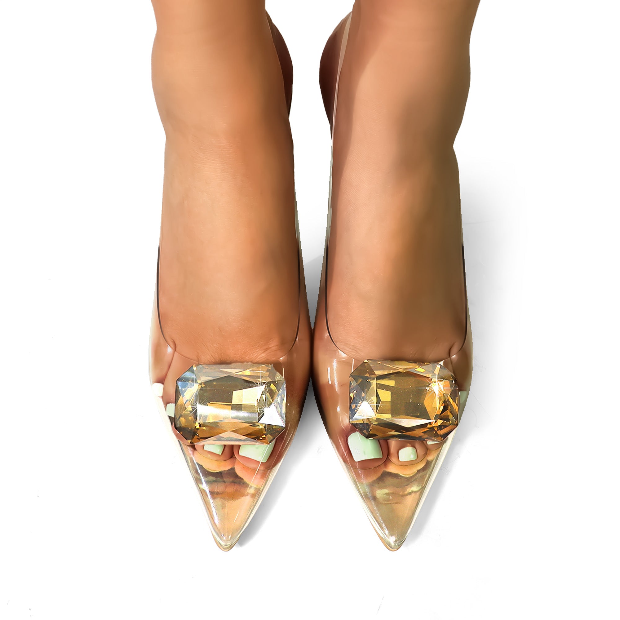 SAKINA-4 POINTIED TOE CRYSTAL W/SLINGBACK PUMP GOLD