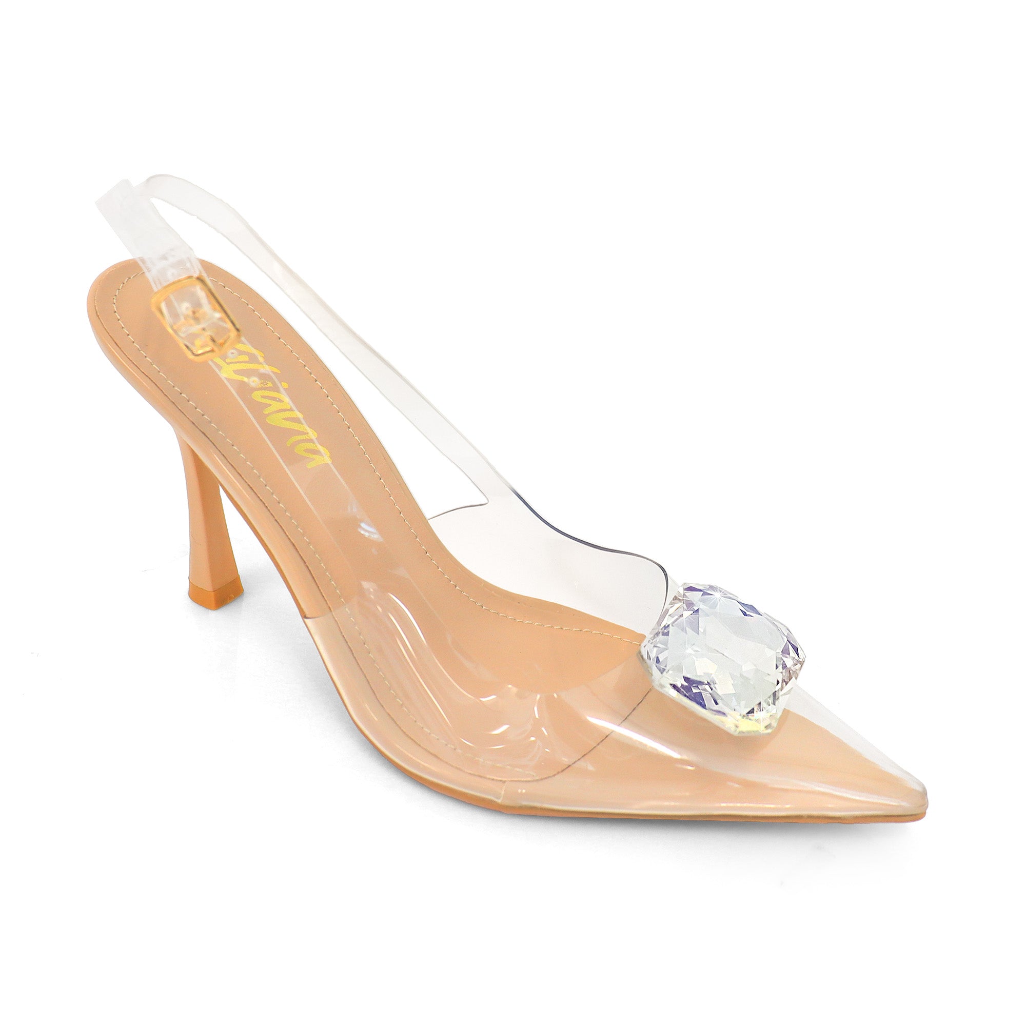 SAKINA-4 POINTIED TOE CRYSTAL W/SLINGBACK PUMP NUDE