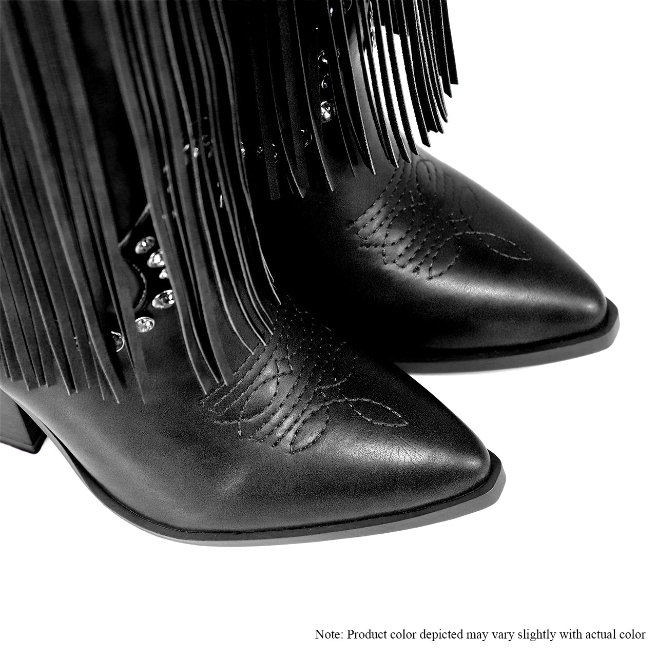 SAMARA-2 RHINESTONE FRINGE WESTERN BOOTIE-BLACK