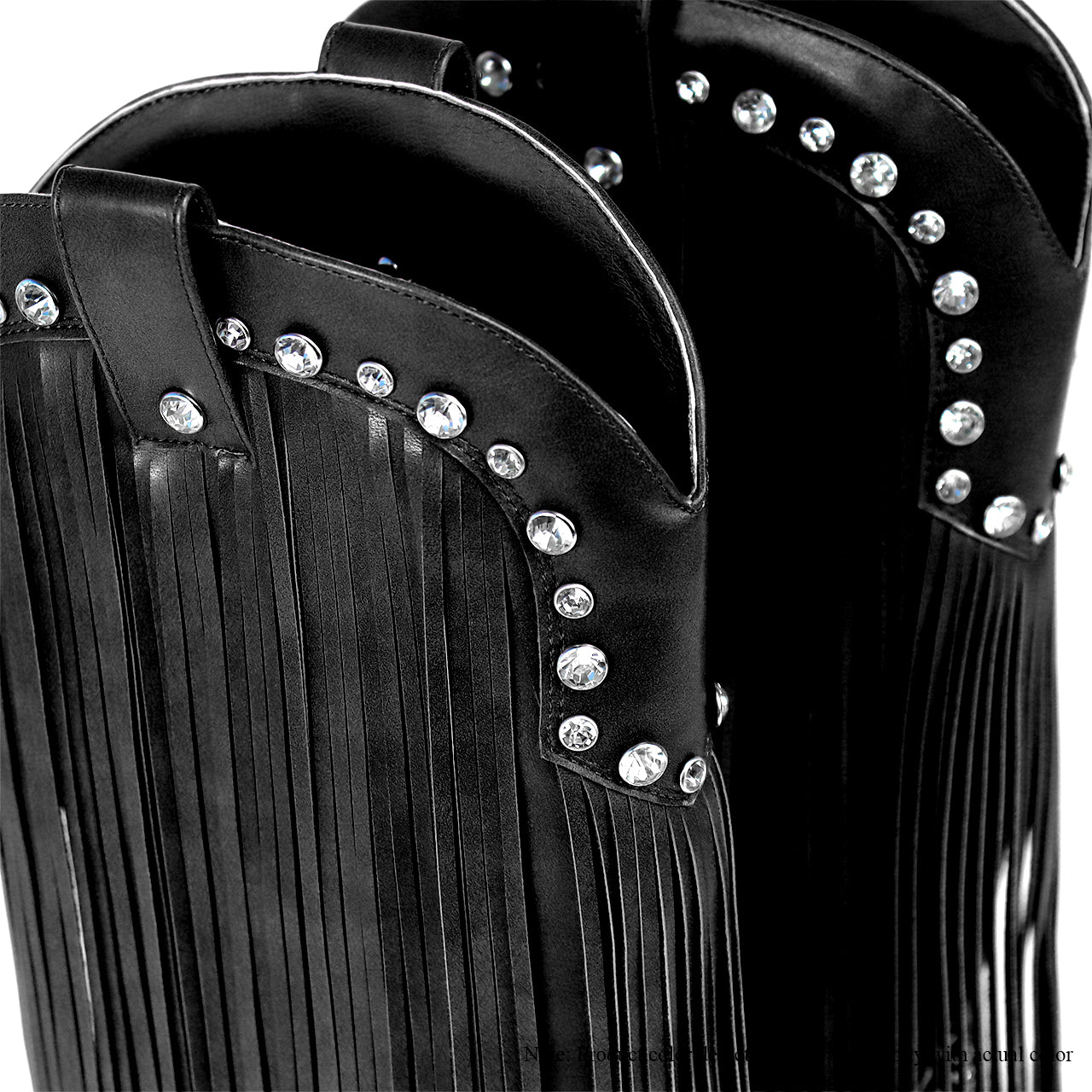 SAMARA-2 RHINESTONE FRINGE WESTERN BOOTIE-BLACK