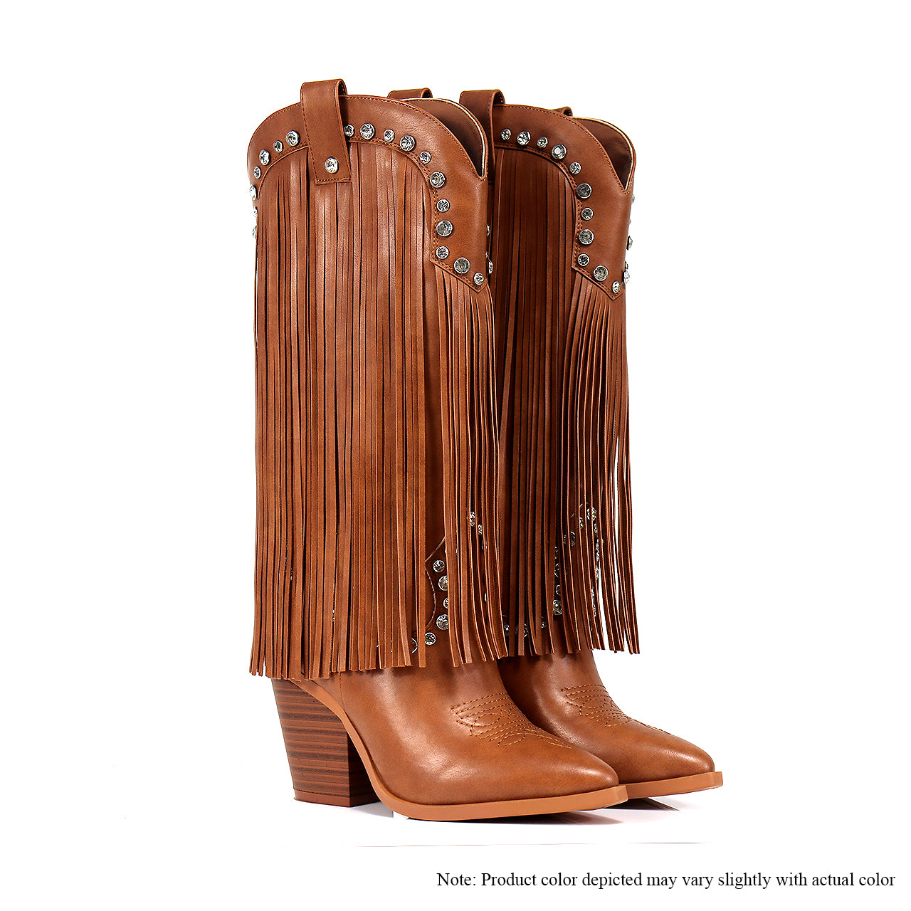 SAMARA-2 RHINESTONE FRINGE WESTERN BOOTIE-TAN