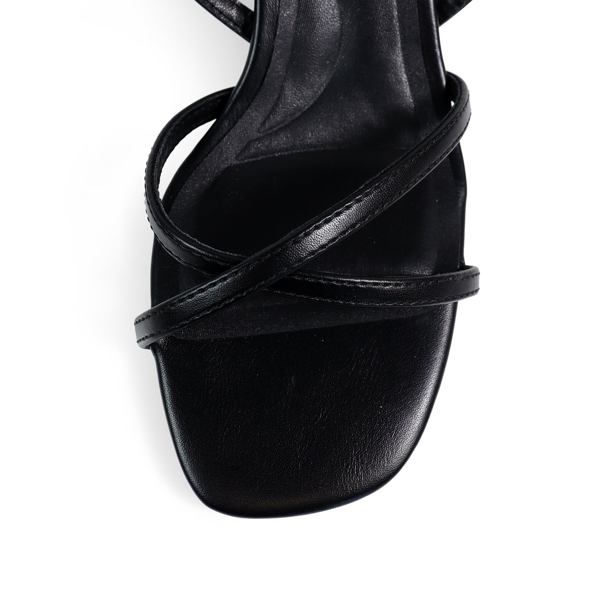 SANSANA-2 ALMOND OPEN TOE ANKLE STRAP W/ MID HIGH HEEL BLACK