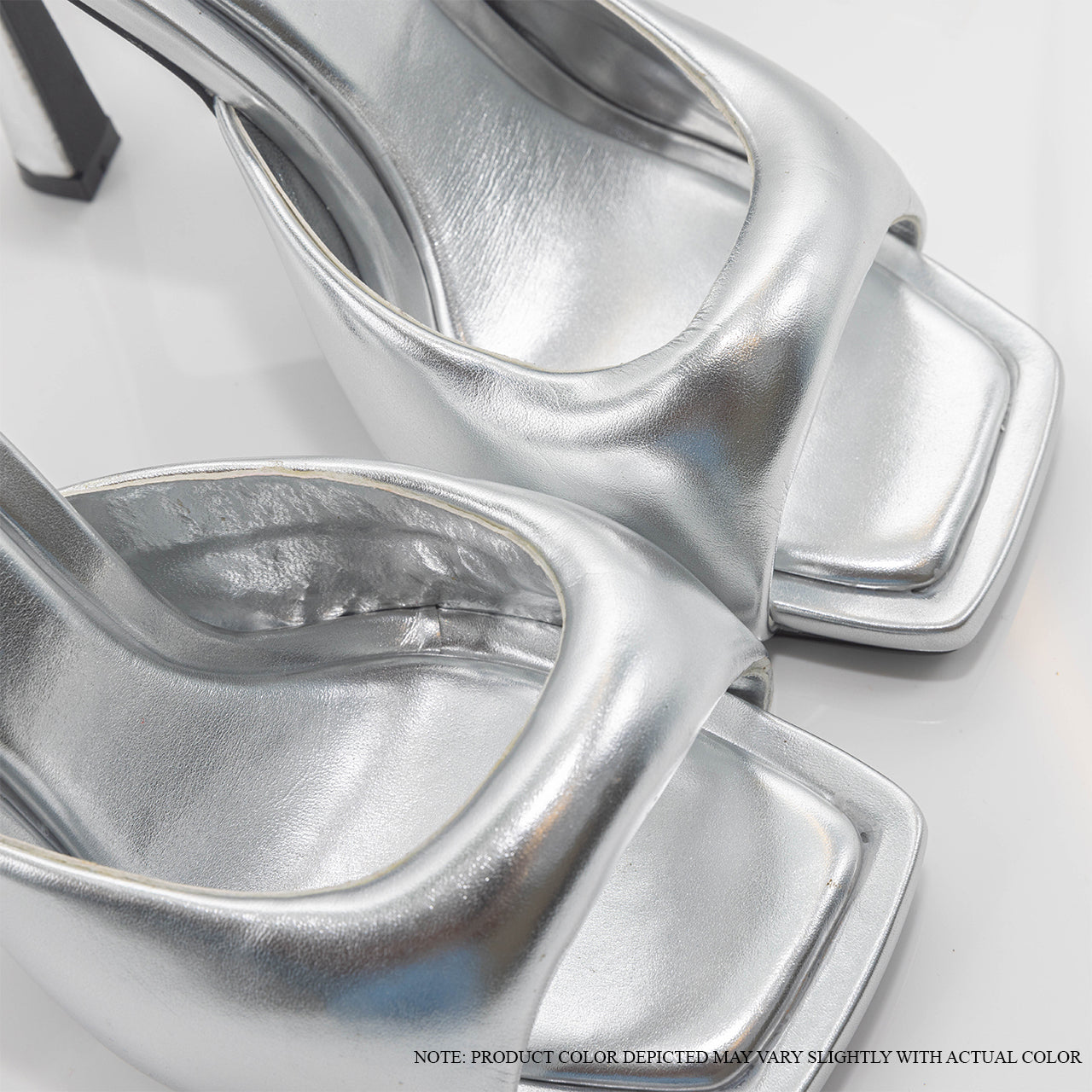 SASHA-7 PUFFY METALLIC-FINISH HEEL MULES-SILVER