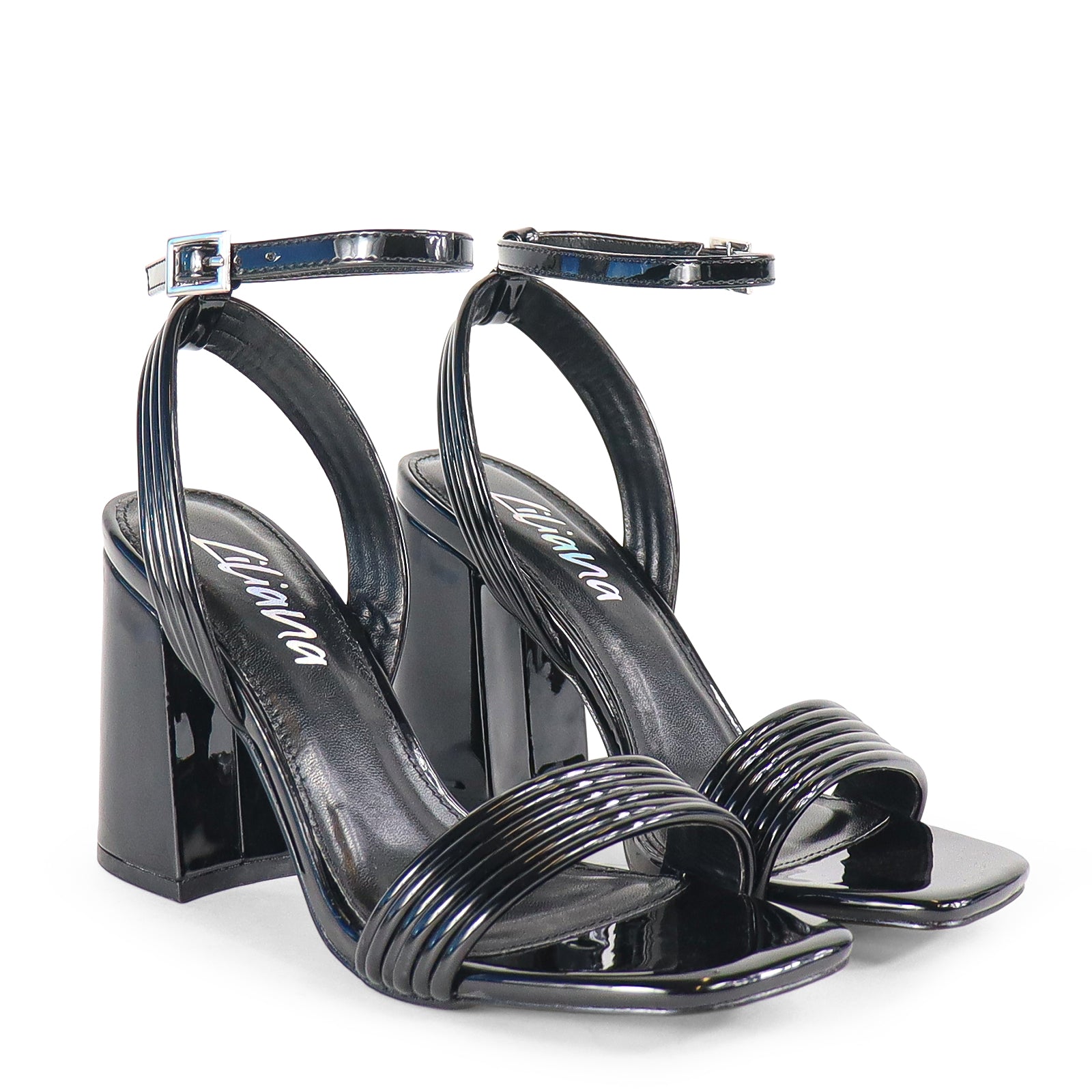 SAYER-24 OPEN TOE ANKLE STRAP BLOCK HEEL-BLACK