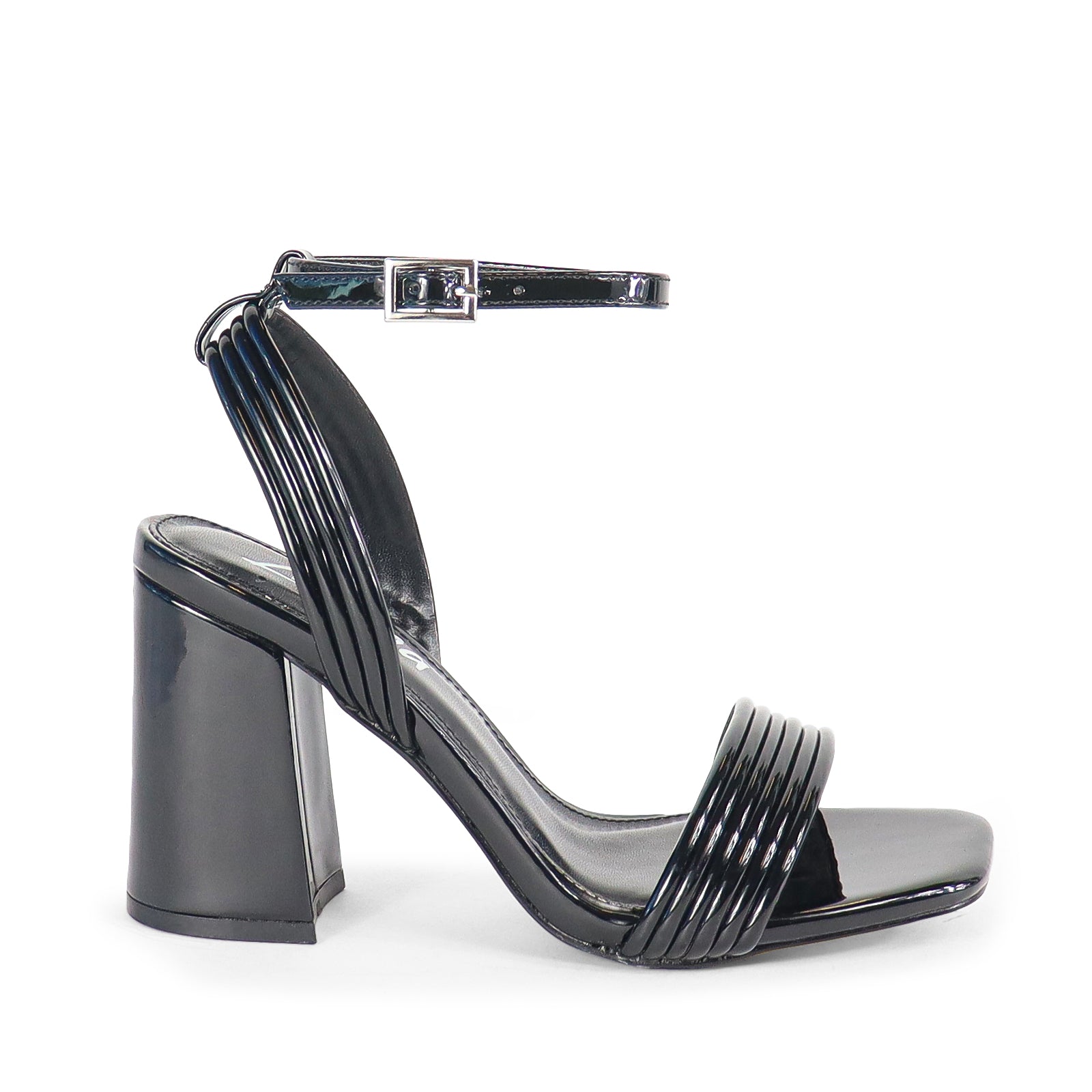 SAYER-24 OPEN TOE ANKLE STRAP BLOCK HEEL-BLACK