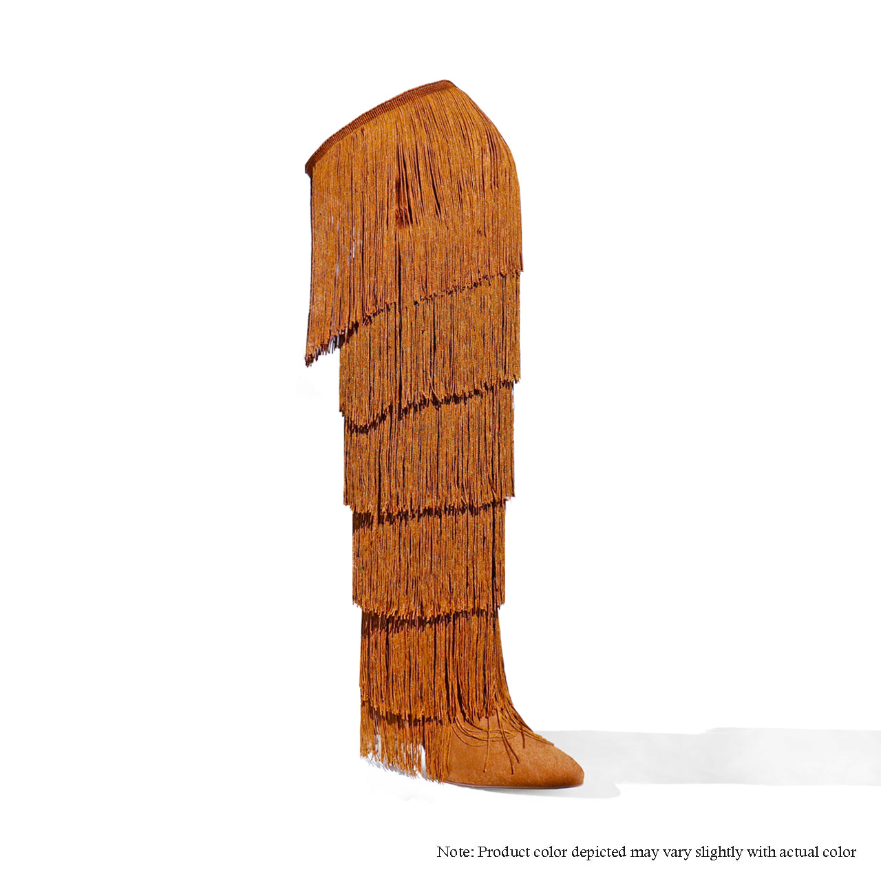 SCANDALOUS-26 OVERKNEE FRINGE HEEL BOOTS - MOCHA