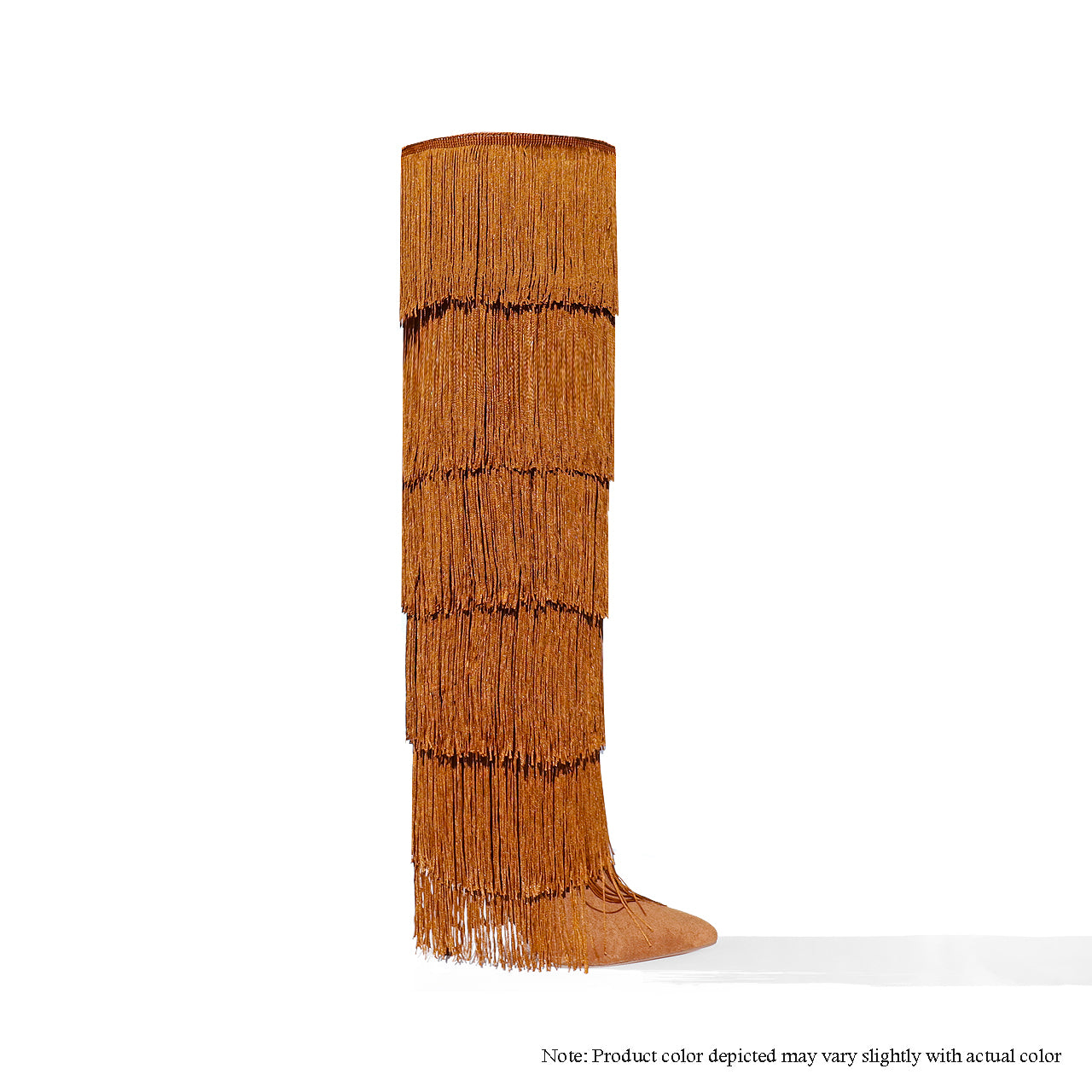 SCANDALOUS-26 OVERKNEE FRINGE HEEL BOOTS - MOCHA