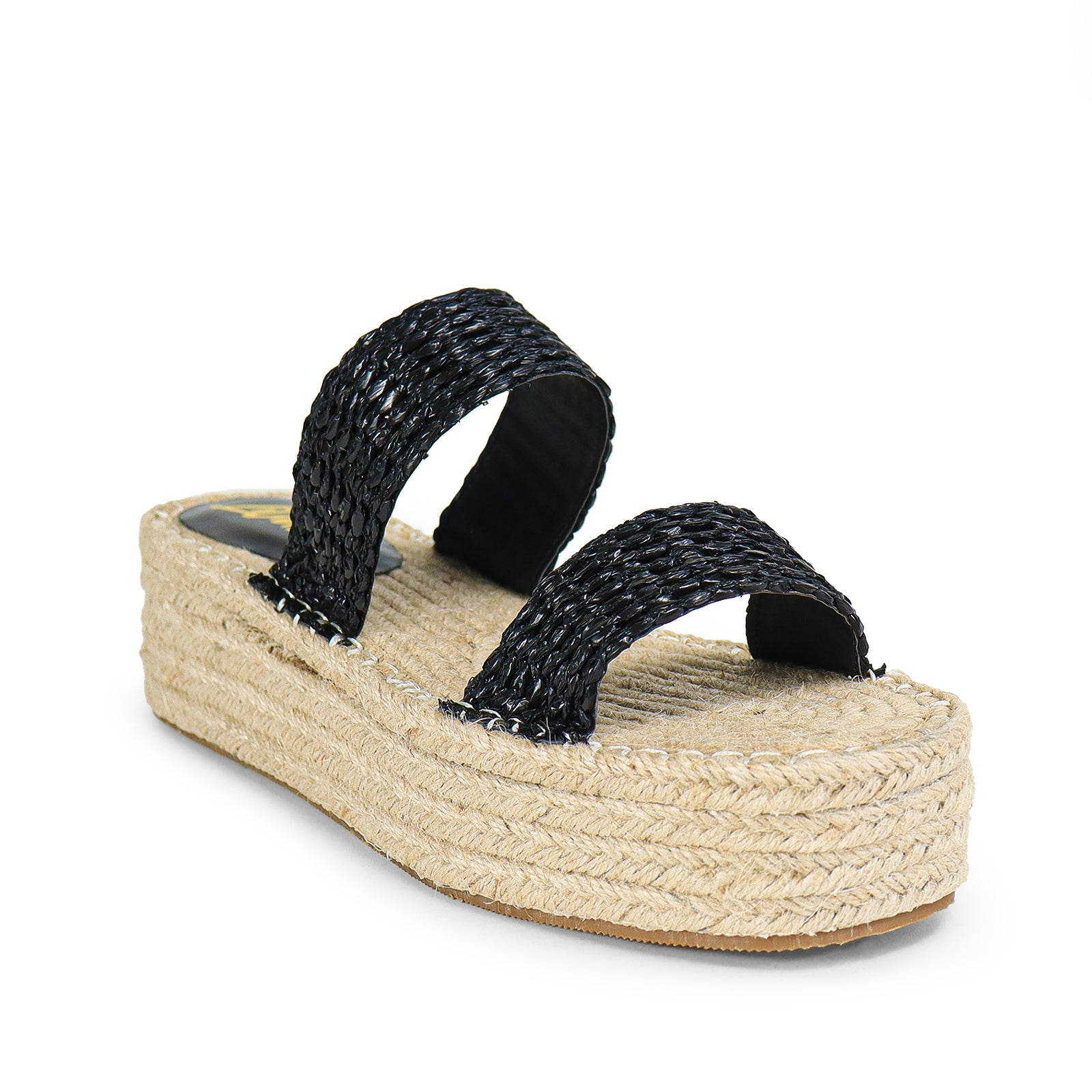 SENSA-1 RAFFIA DUO BAND W/PLATFORM ESPADRILLE SANDAL BLACK
