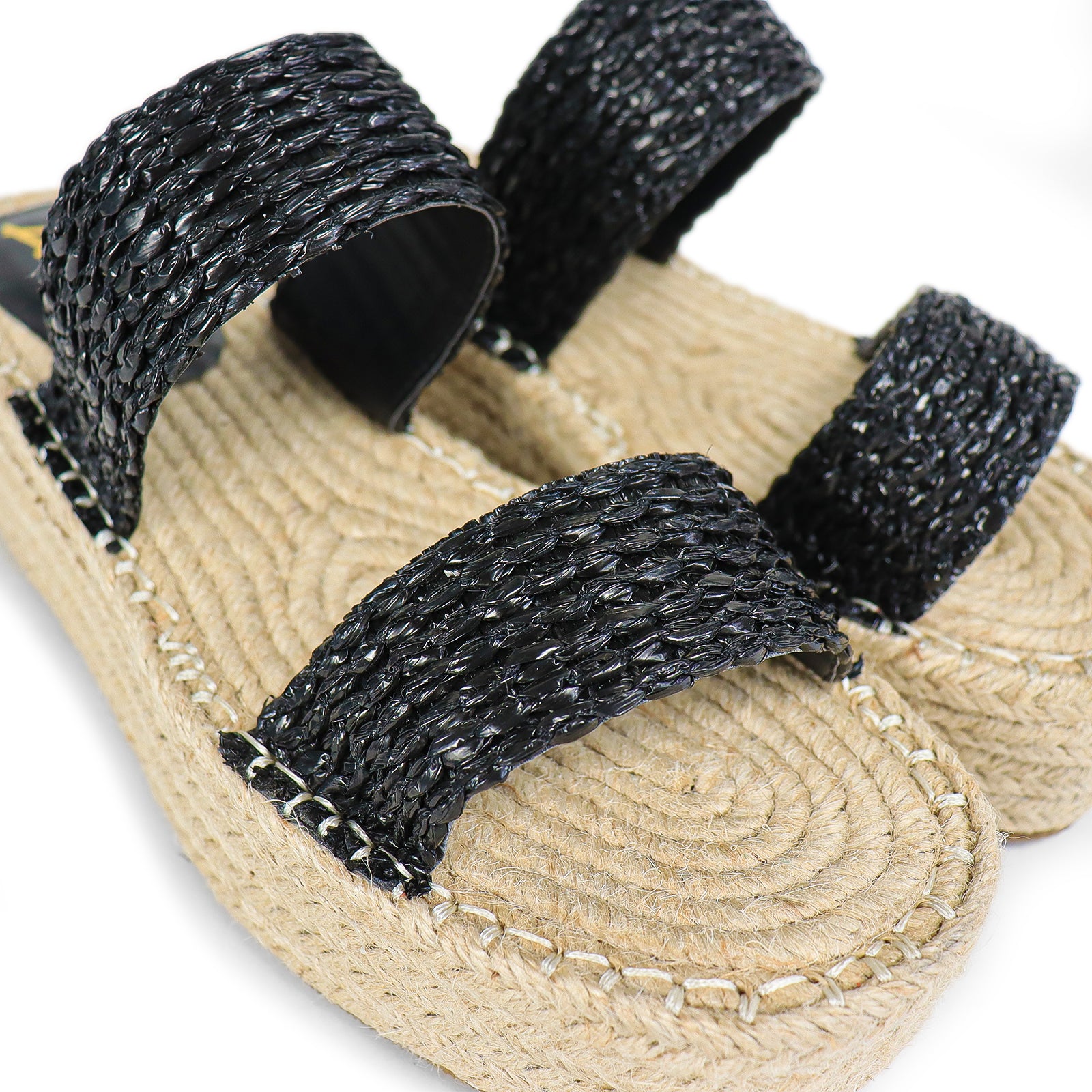 SENSA-1 RAFFIA DUO BAND W/PLATFORM ESPADRILLE SANDAL BLACK