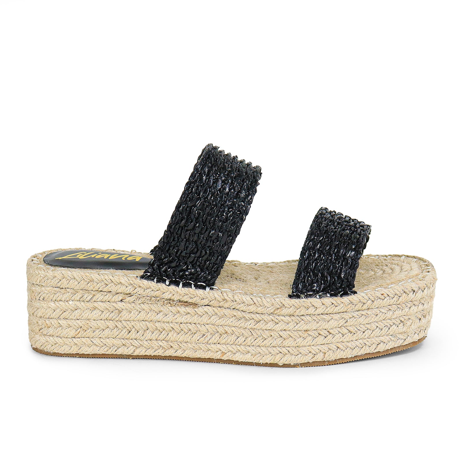SENSA-1 RAFFIA DUO BAND W/PLATFORM ESPADRILLE SANDAL BLACK