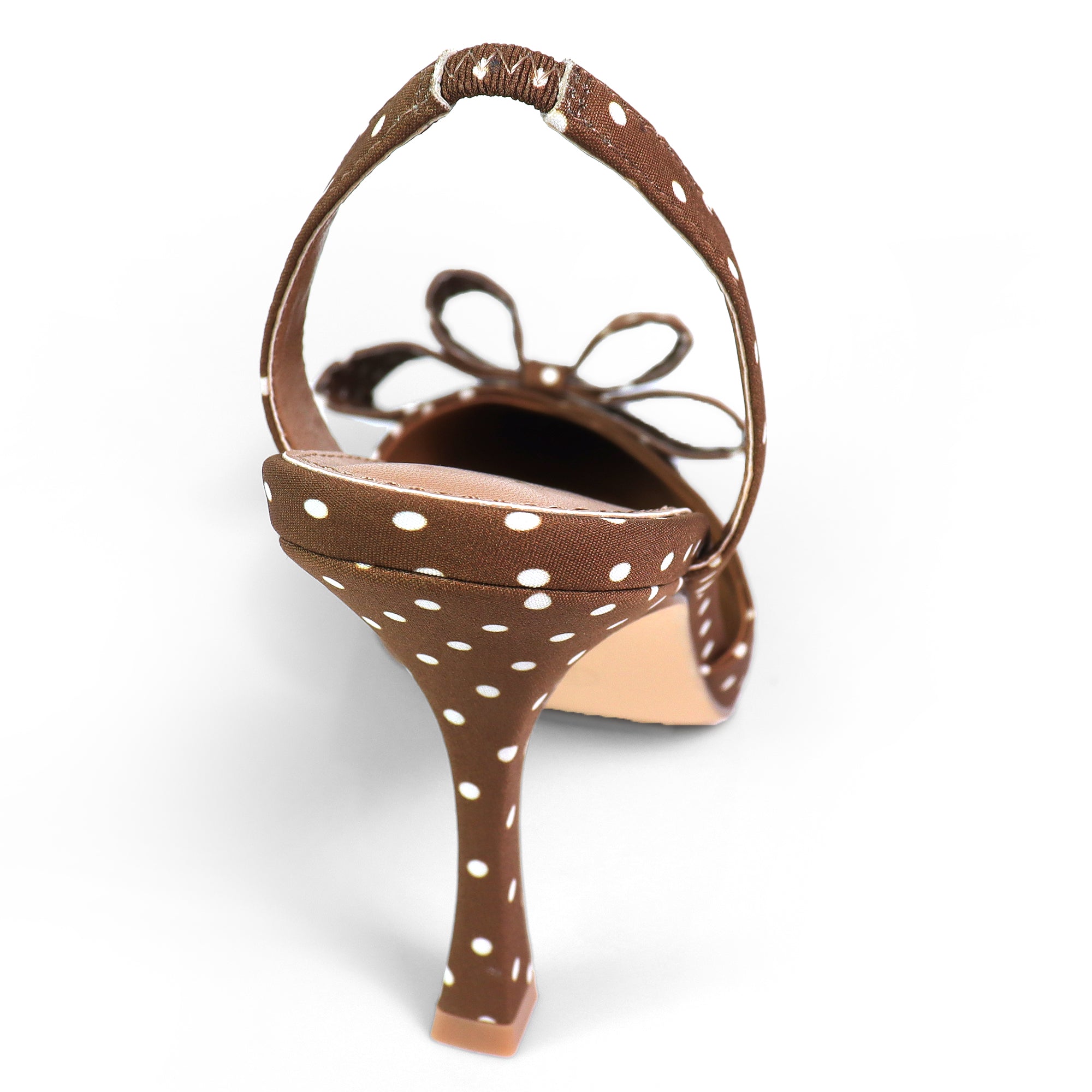 SHAFINA-1 POINTED TOE POLKADOT BOW HEEL MOCHA