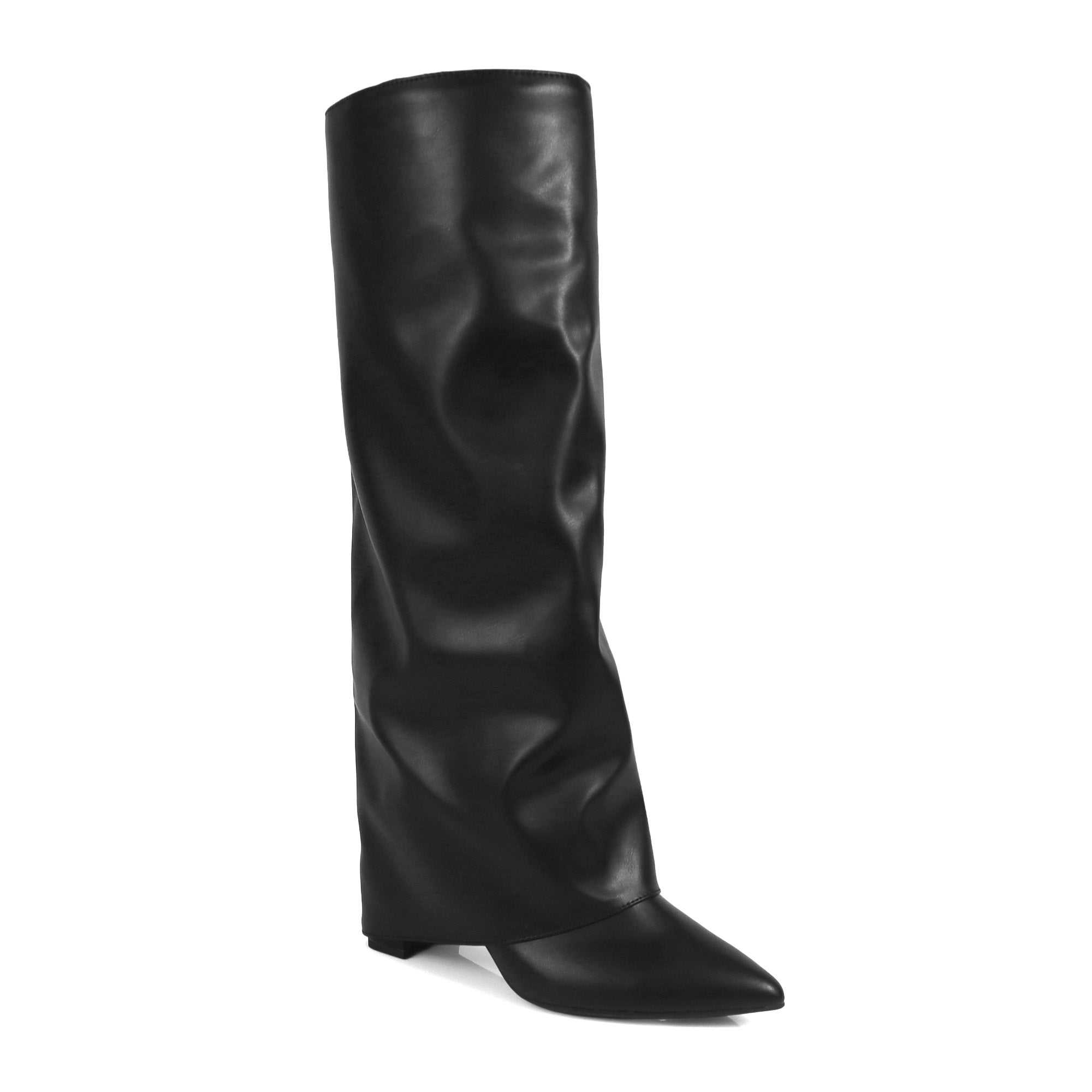 SHAFT-1 KNEE HIGH CHUNCKY HEEL BLACK