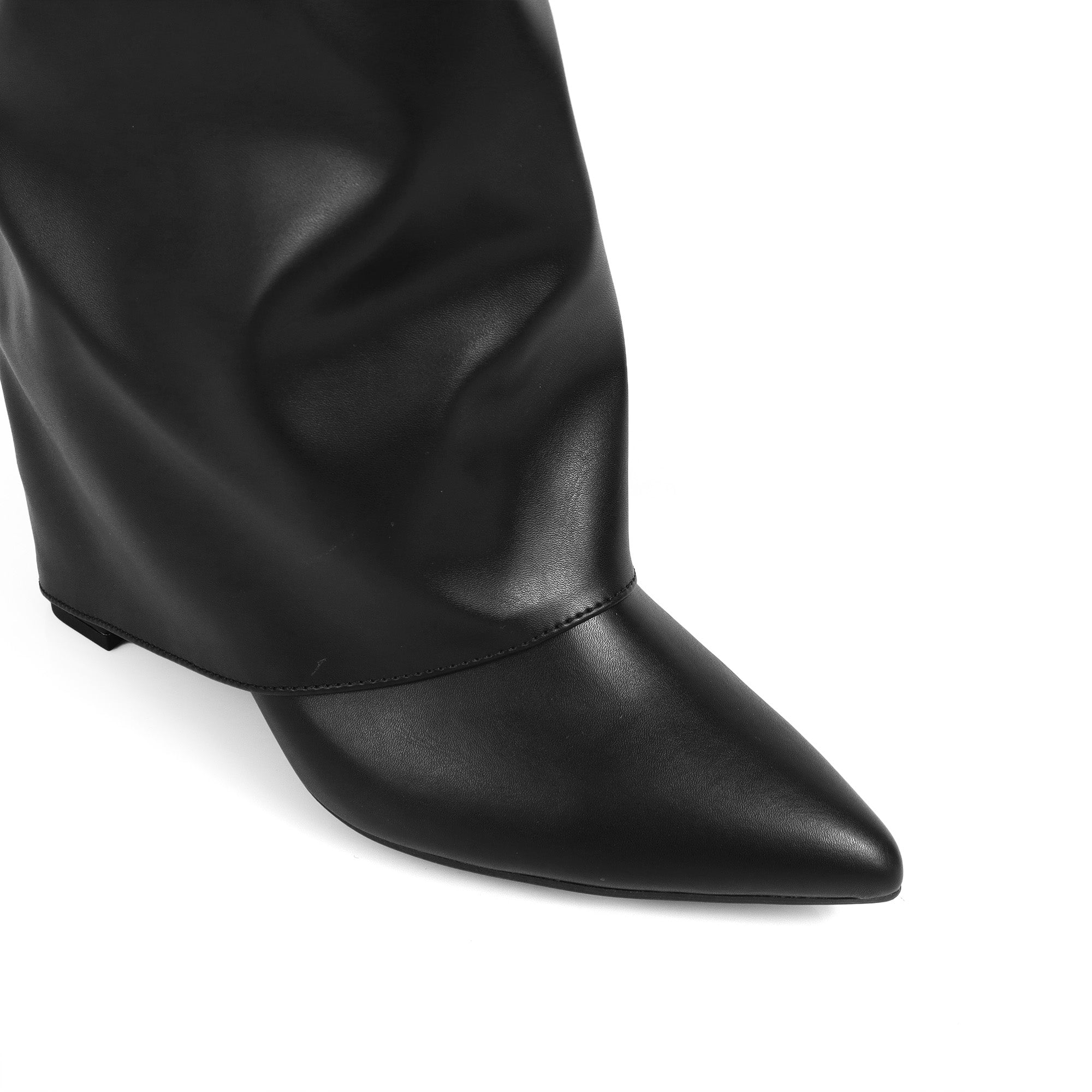 SHAFT-1 KNEE HIGH CHUNCKY HEEL BLACK