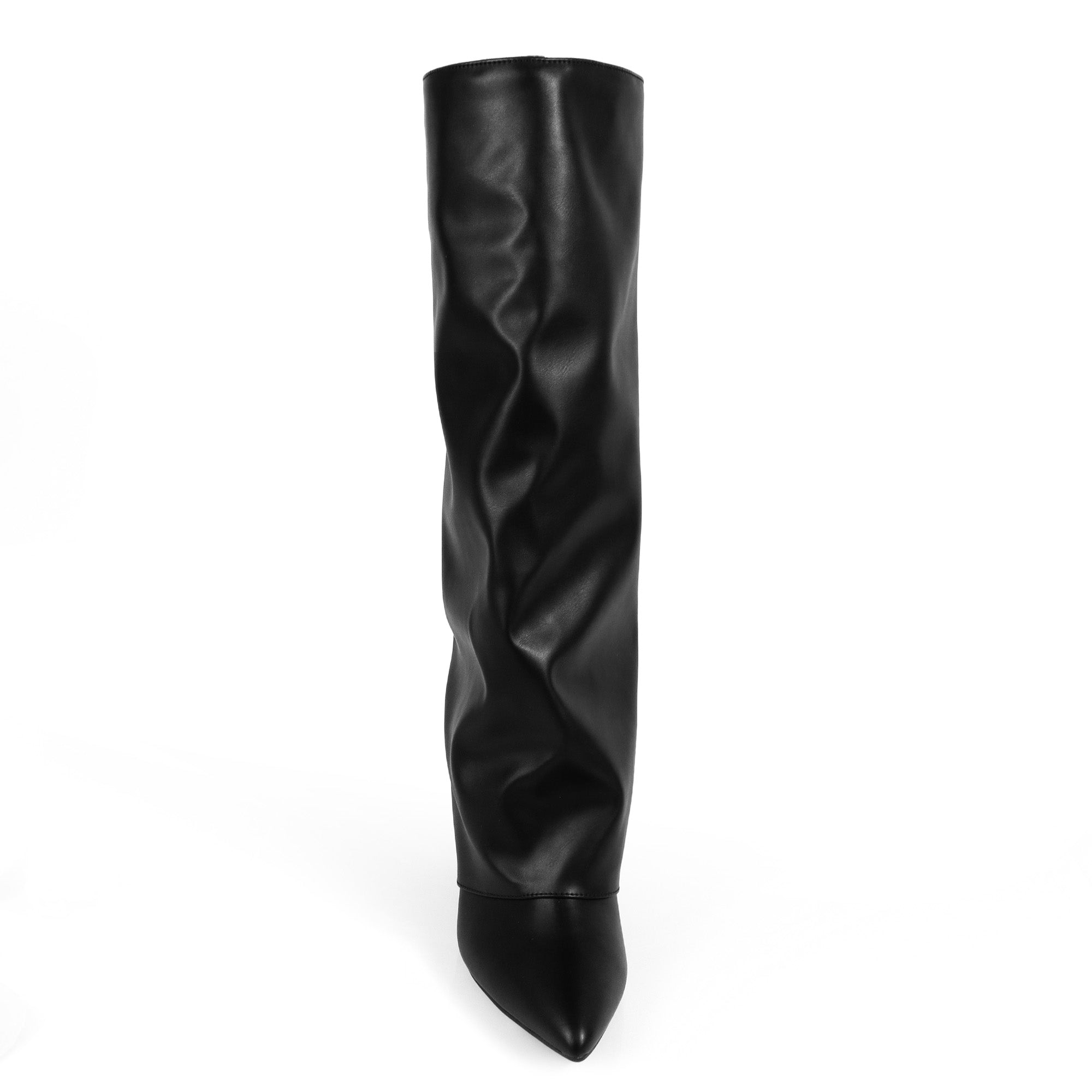 SHAFT-1 KNEE HIGH CHUNCKY HEEL BLACK