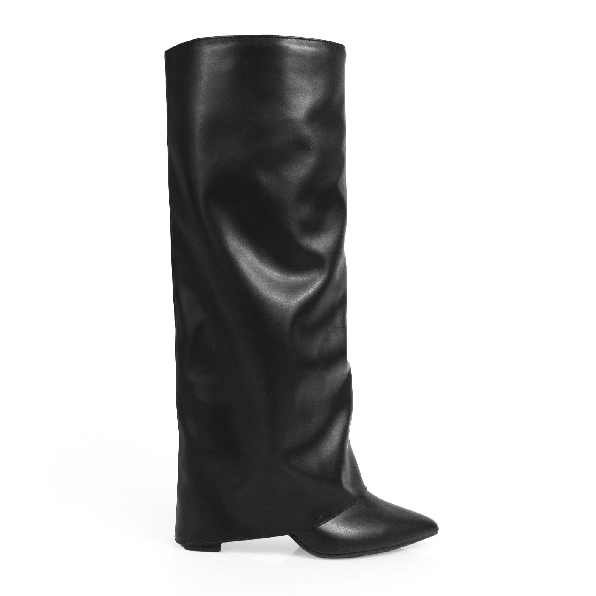 SHAFT-1 KNEE HIGH CHUNCKY HEEL BLACK