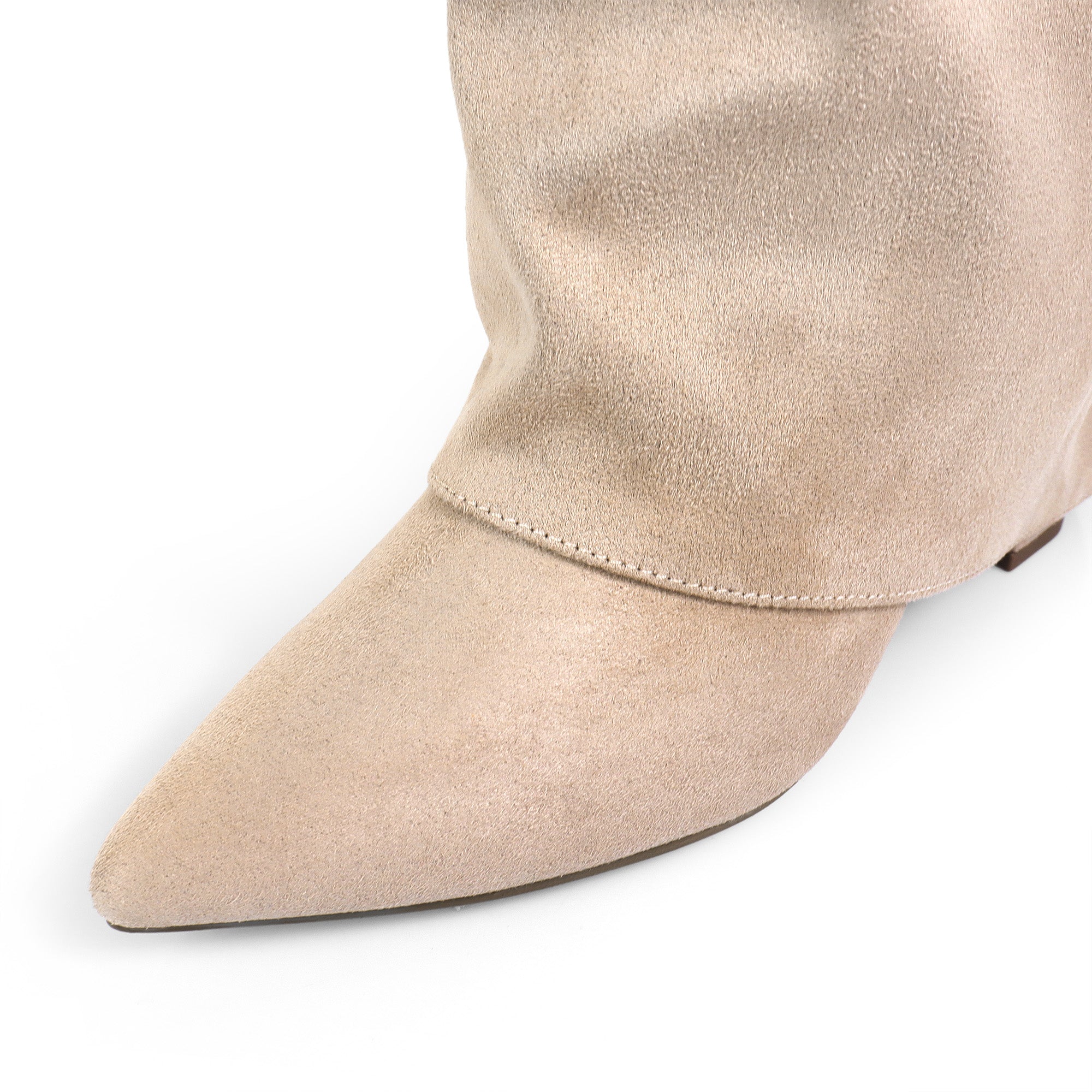SHAFT-1 KNEE HIGH CHUNCKY HEEL TAUPE SUEDE