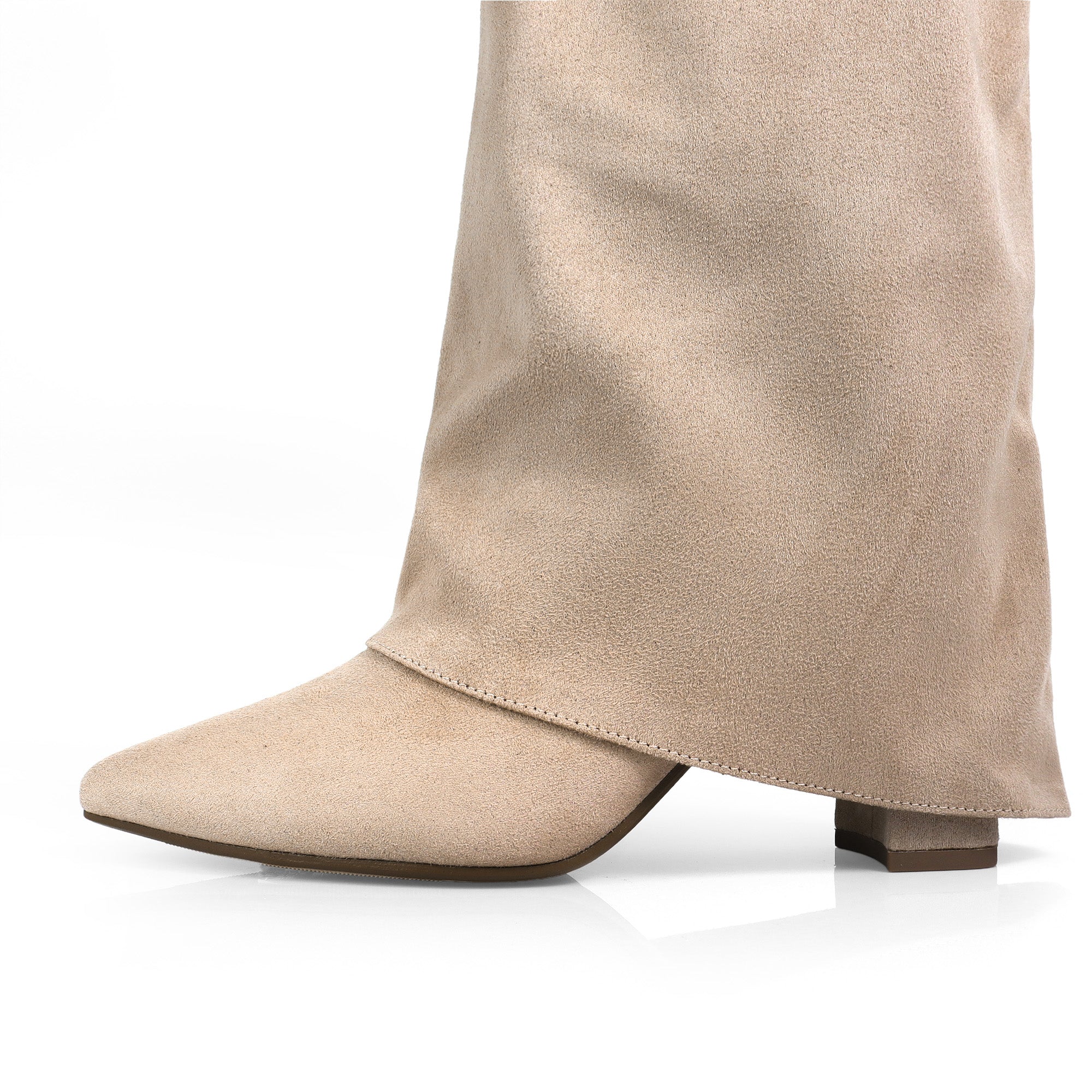 SHAFT-1 KNEE HIGH CHUNCKY HEEL TAUPE SUEDE
