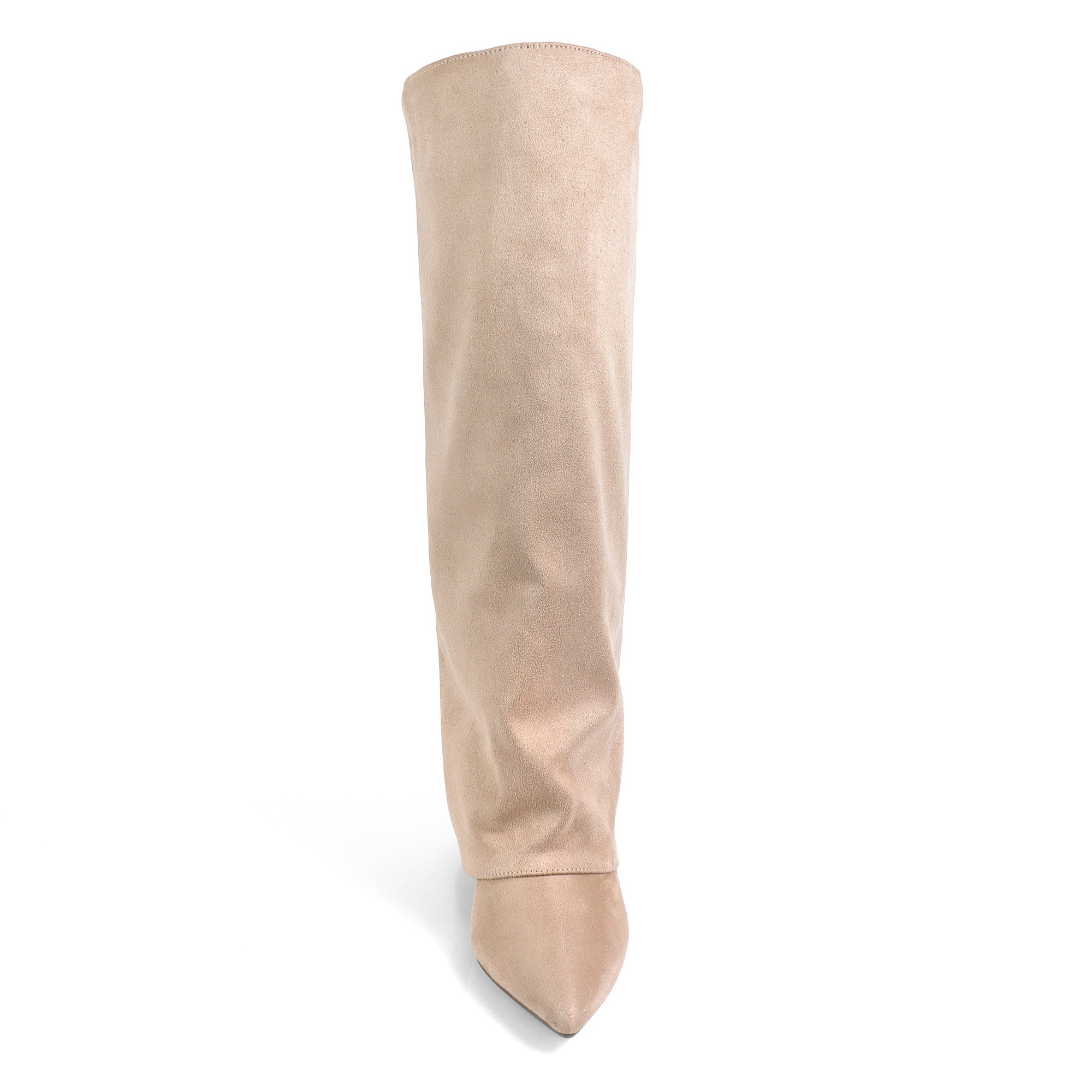 SHAFT-1 KNEE HIGH CHUNCKY HEEL TAUPE SUEDE