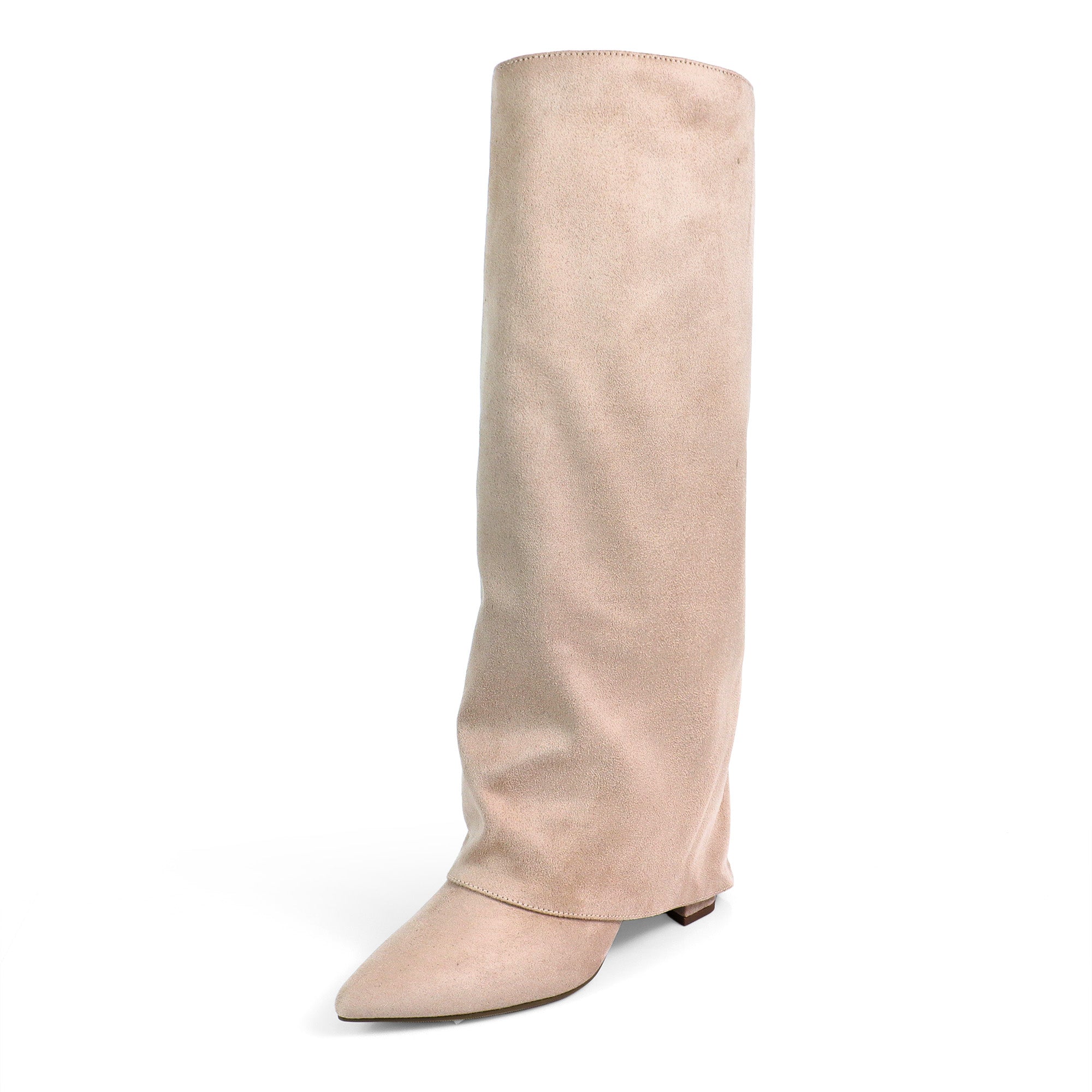 SHAFT-1 KNEE HIGH CHUNCKY HEEL TAUPE SUEDE