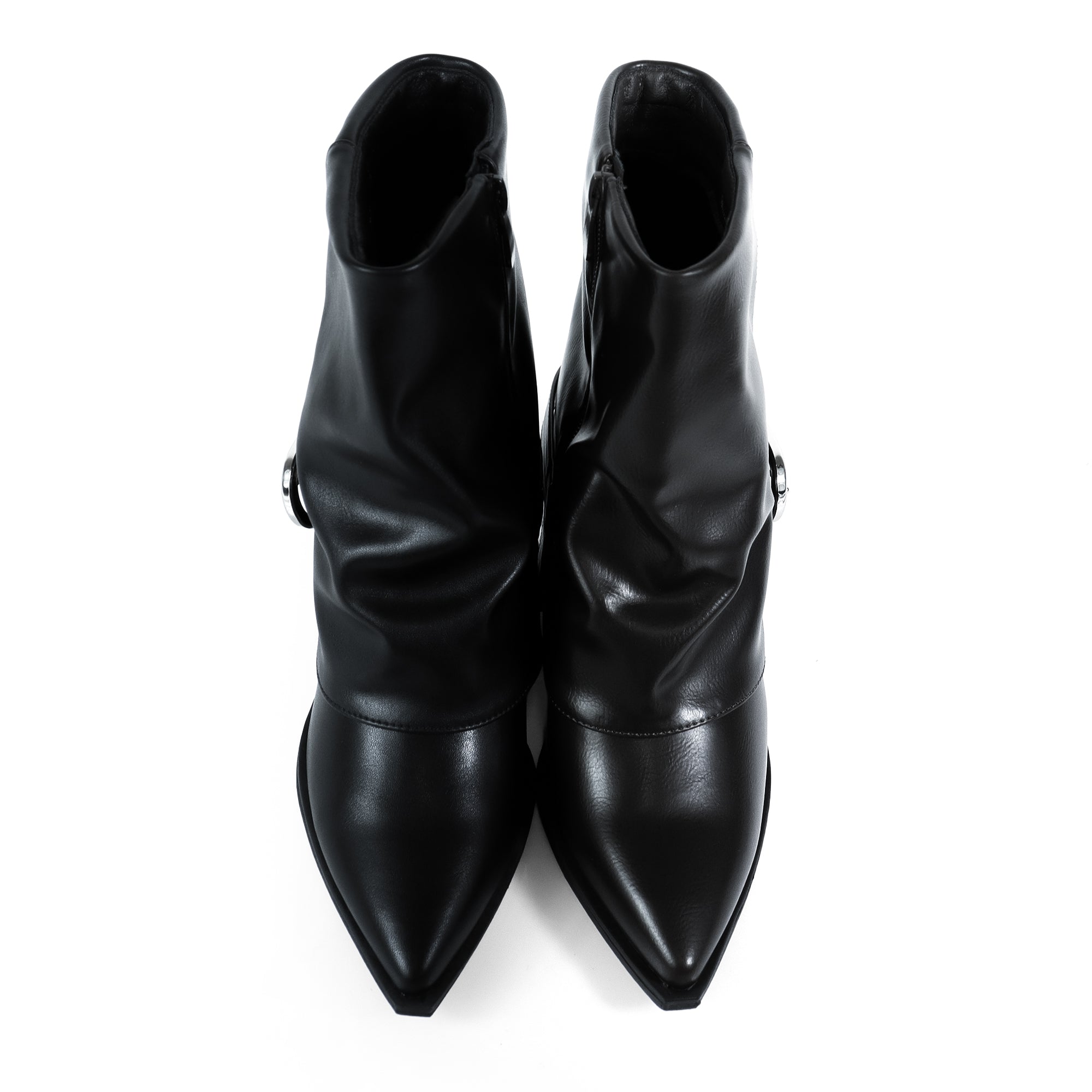 SHEILA-1  BELT BUCKLE FOLD BOOTIE BLACK