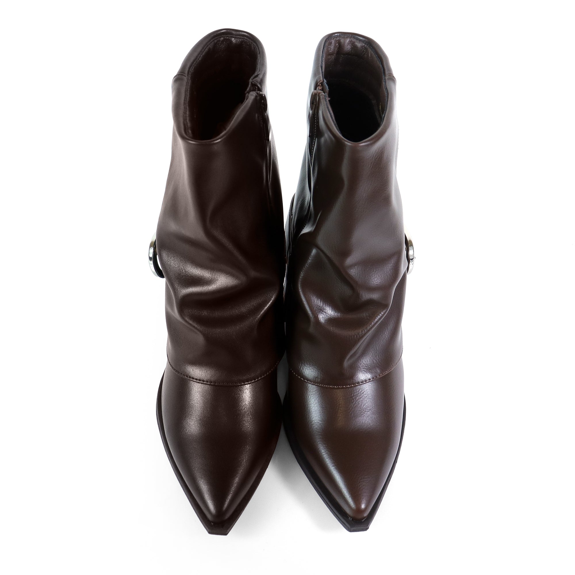 SHEILA-1  BELT BUCKLE FOLD BOOTIE BROWN