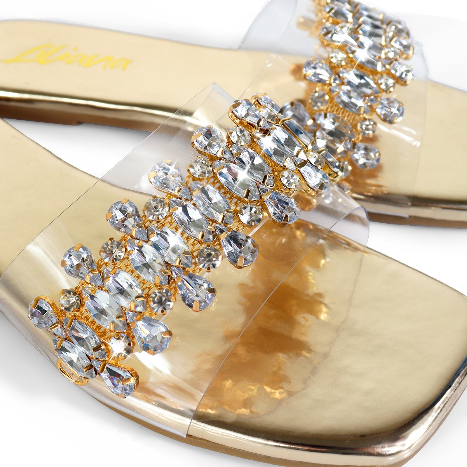 SHINEE-124 RHINESTONE SLIDE GOLD