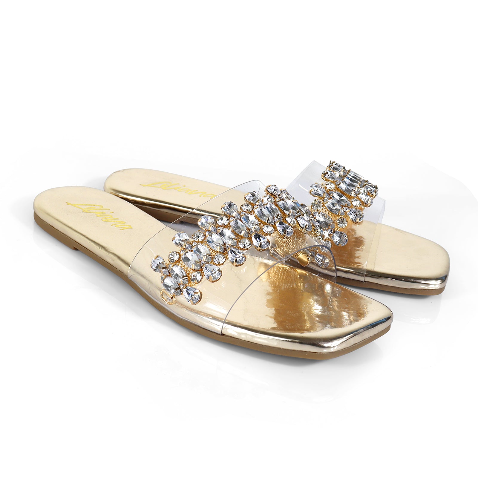 SHINEE-124 RHINESTONE SLIDE GOLD