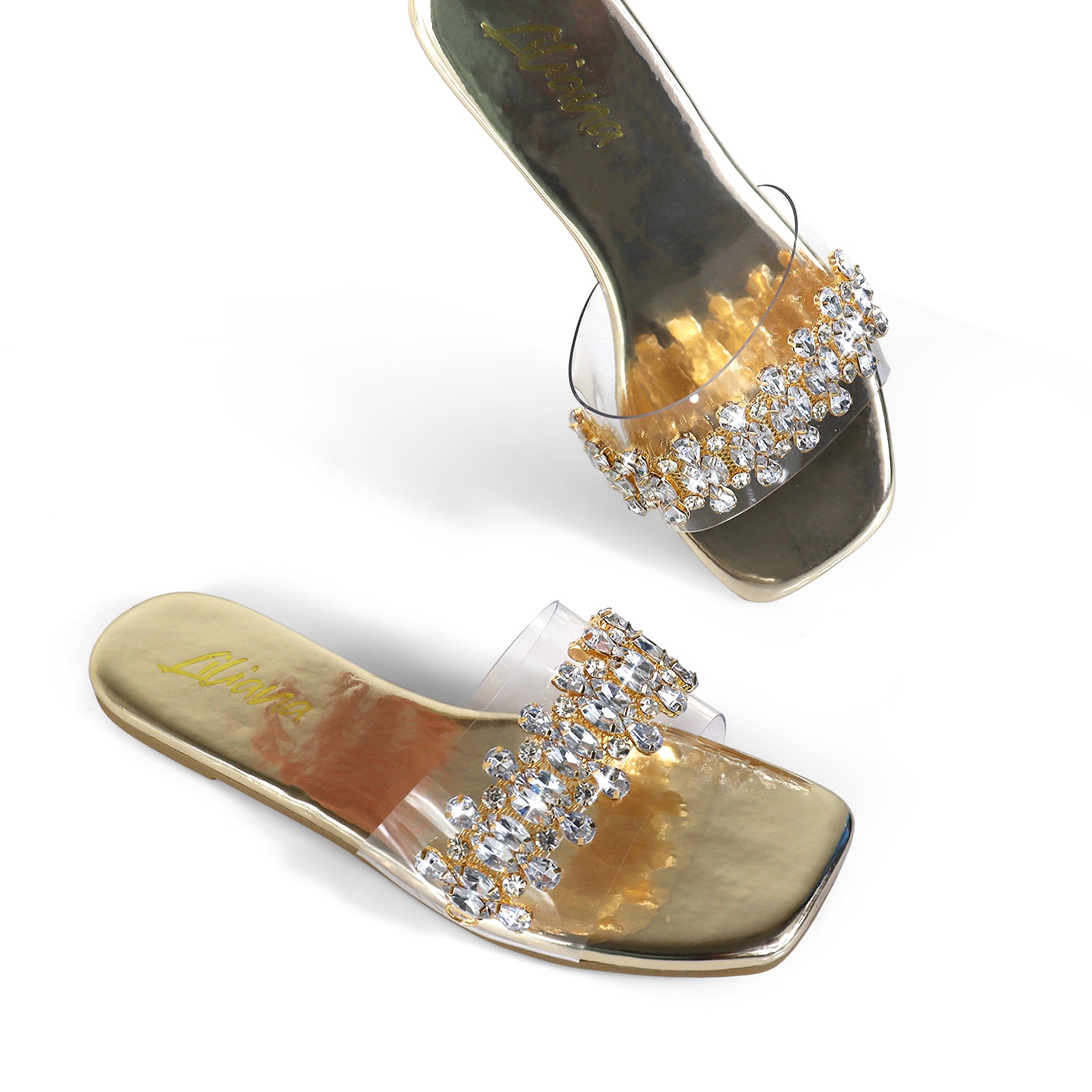 SHINEE-124 RHINESTONE SLIDE GOLD