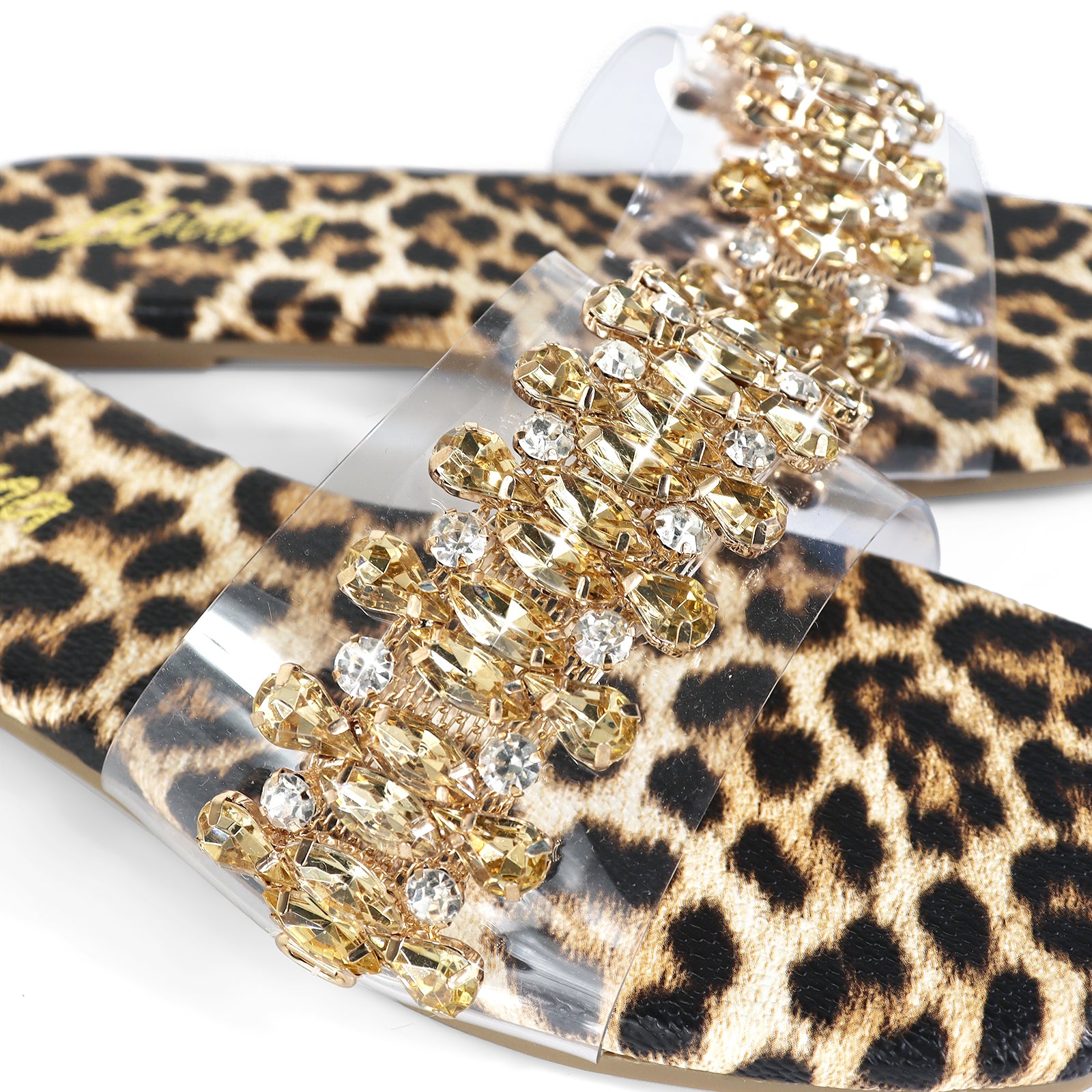 SHINEE-124 RHINESTONE SLIDE LEOPARD