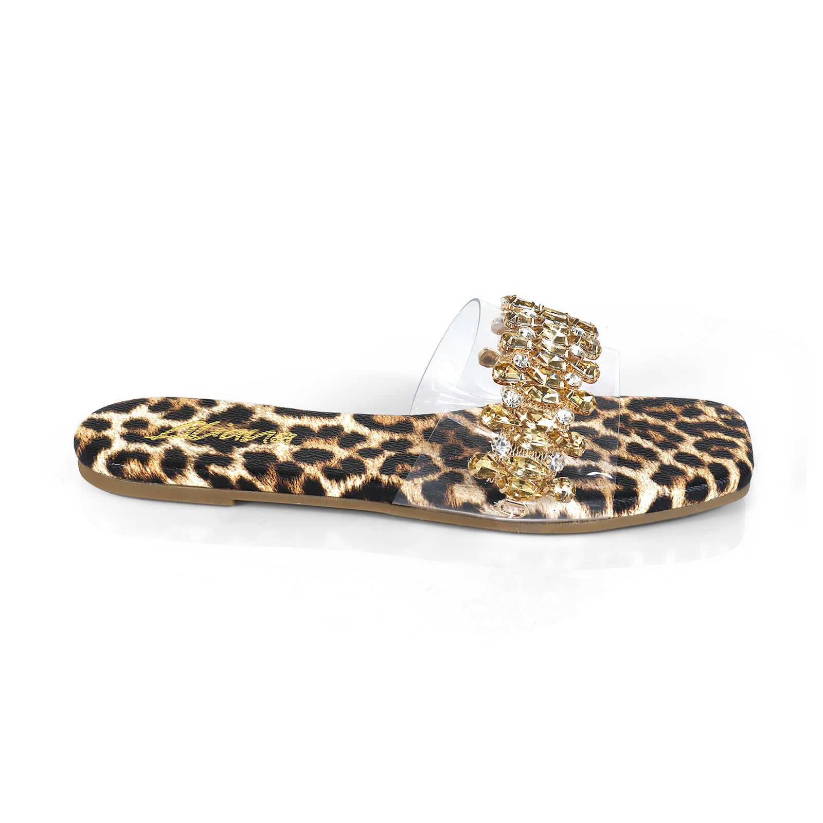 SHINEE-124 RHINESTONE SLIDE LEOPARD