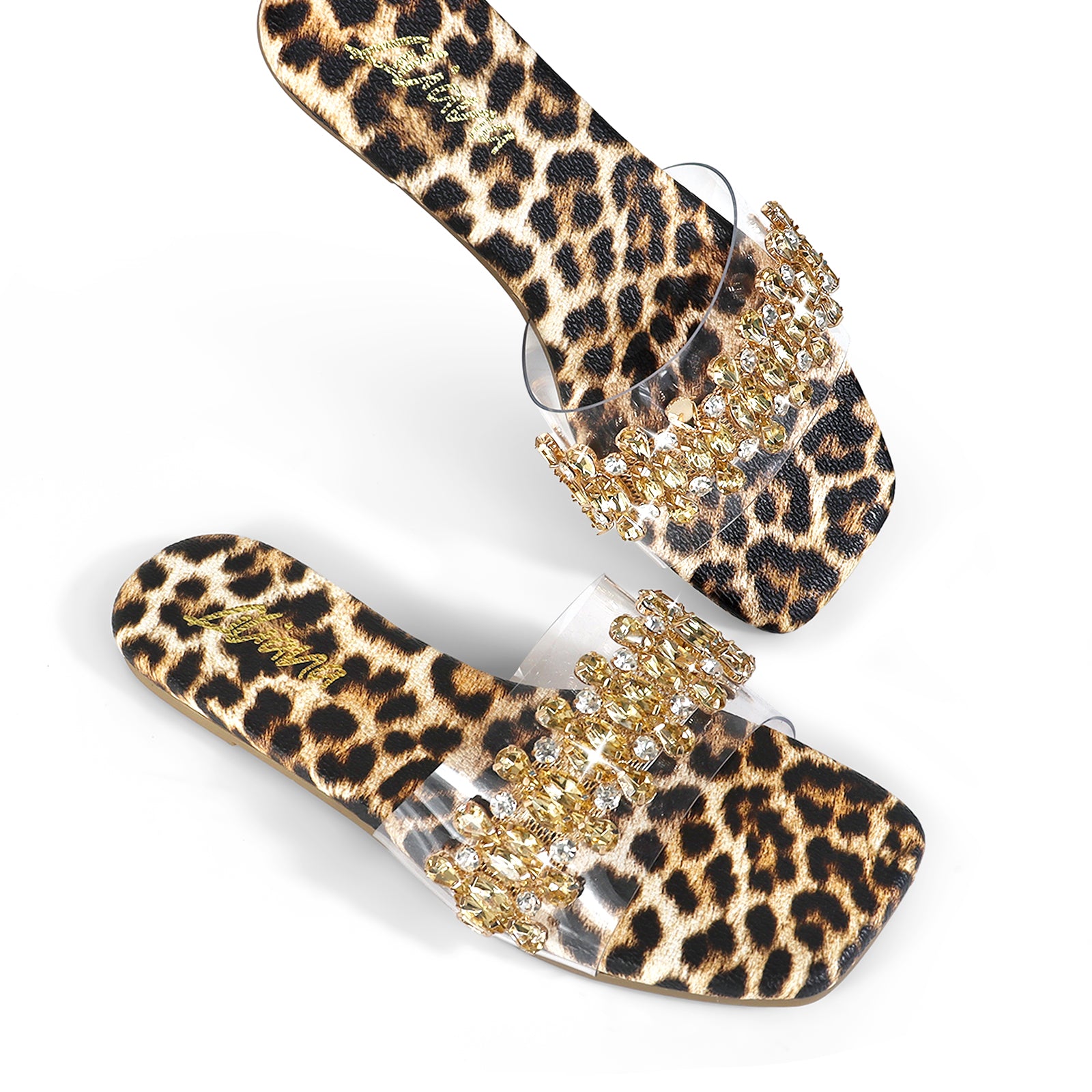 SHINEE-124 RHINESTONE SLIDE LEOPARD