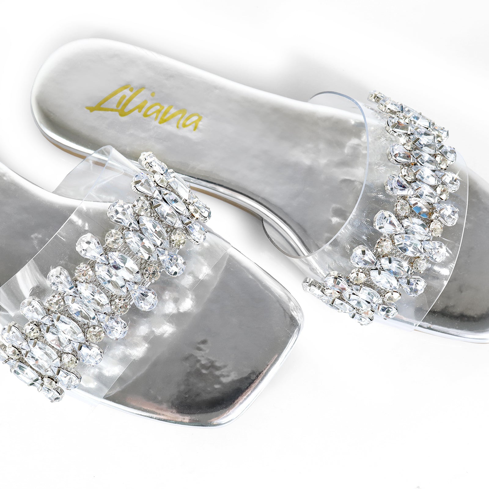 SHINEE-124 RHINESTONE SLIDE SILVER