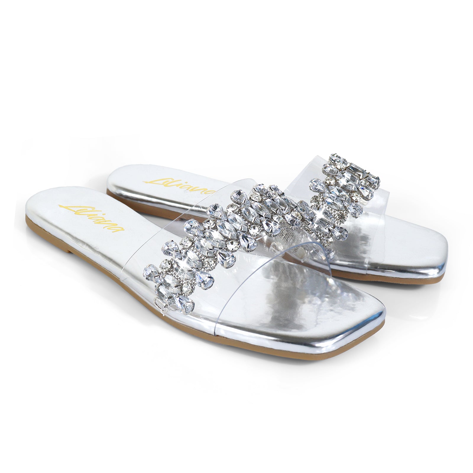 SHINEE-124 RHINESTONE SLIDE SILVER