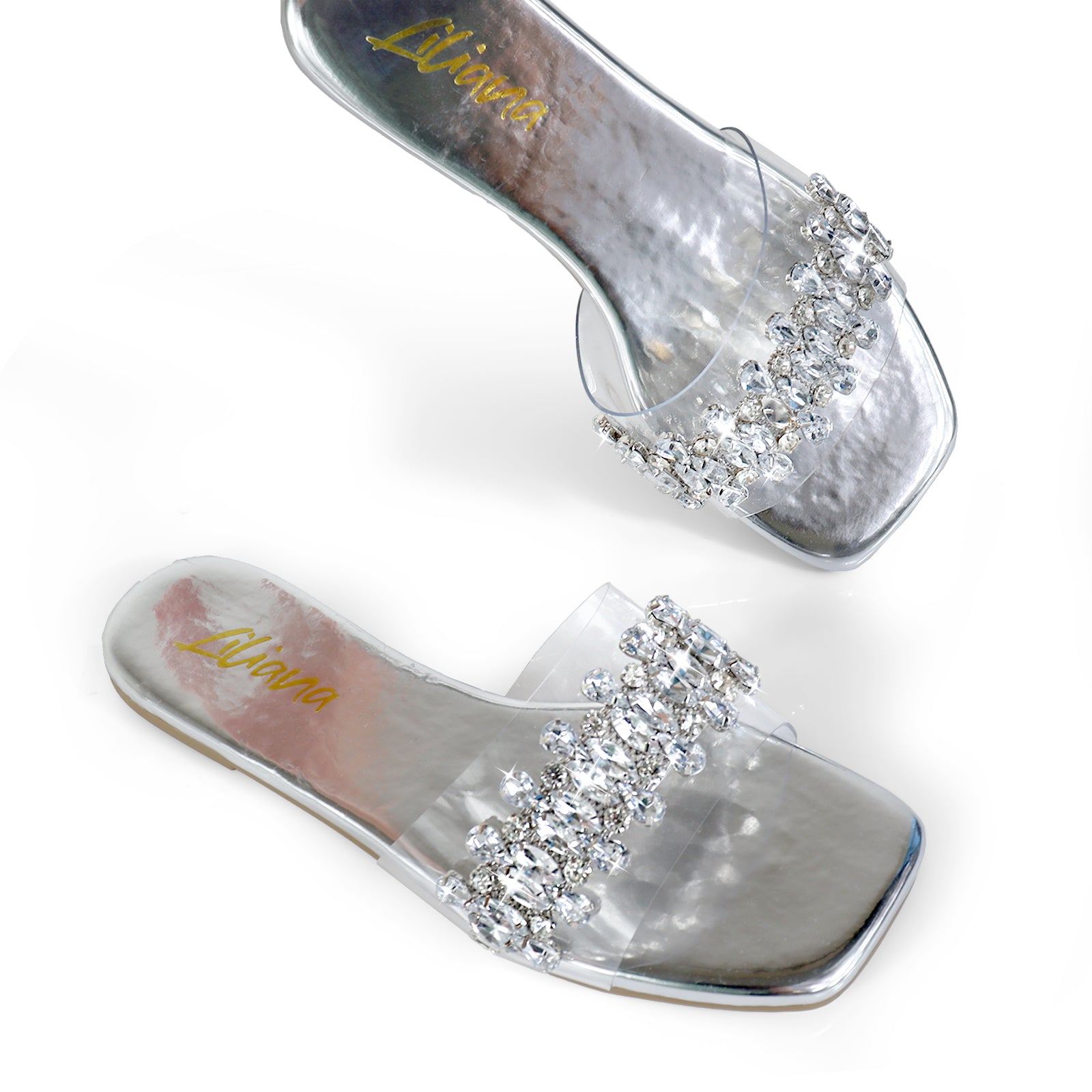 SHINEE-124 RHINESTONE SLIDE SILVER