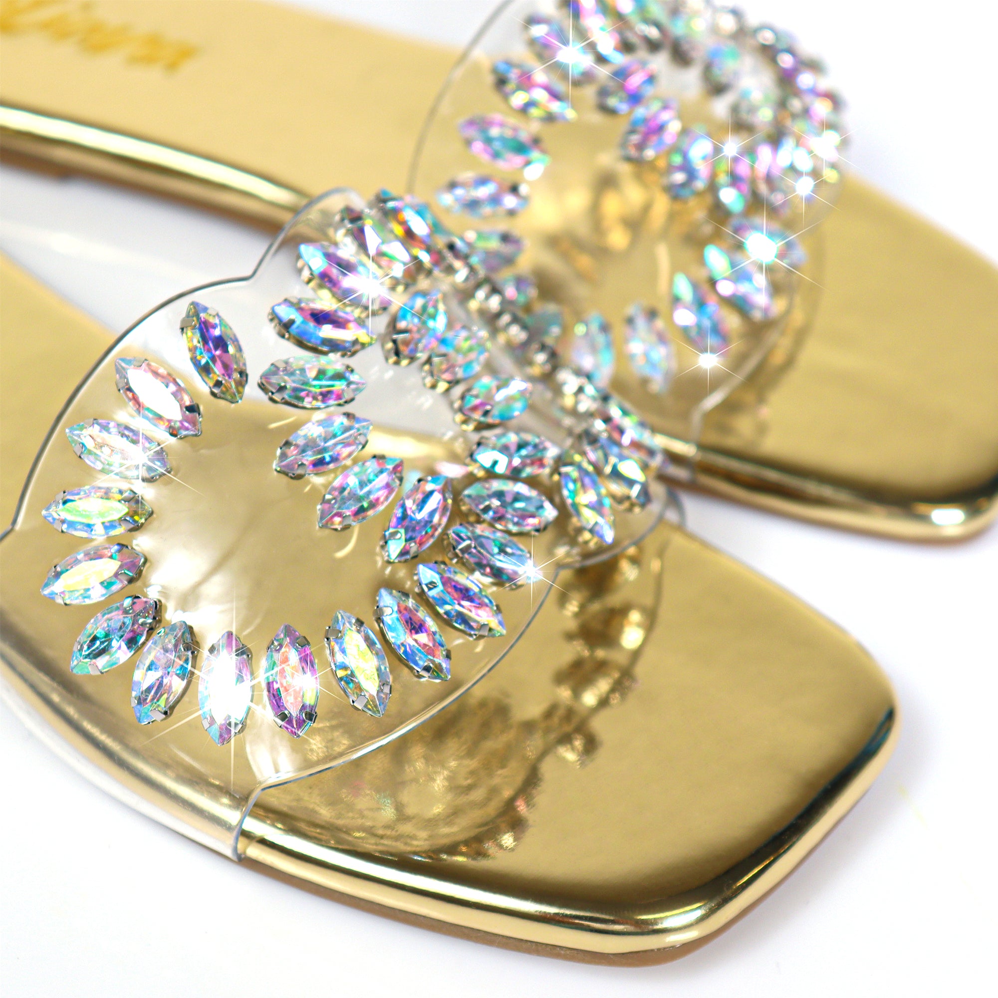 SHINEE-132 OPEN TOE JEWELRY SANDAL GOLD