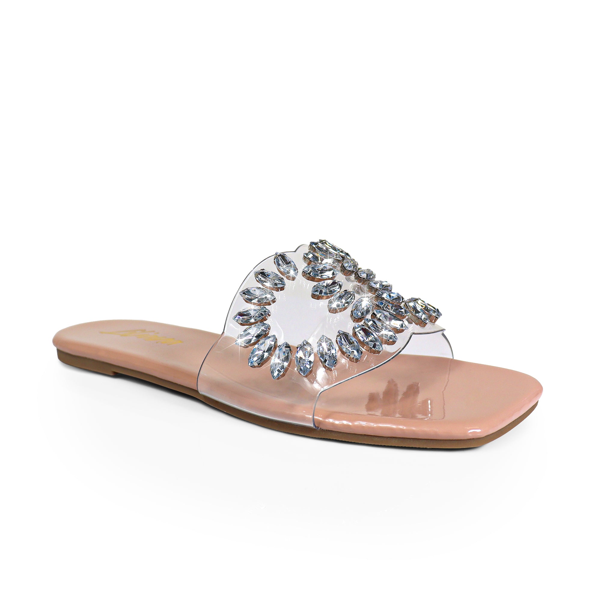 SHINEE-132 OPEN TOE JEWELRY SANDAL NUDE