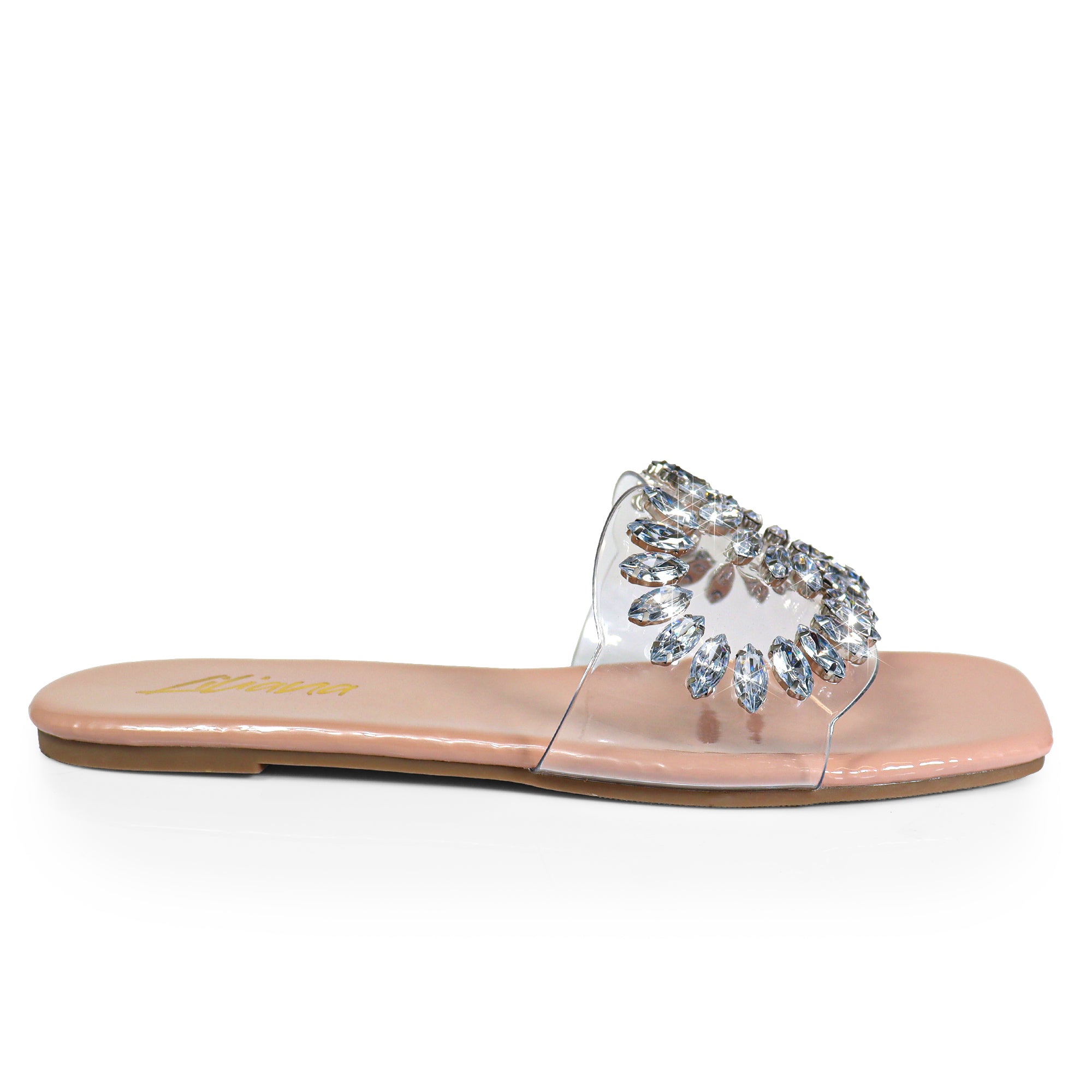 SHINEE-132 OPEN TOE JEWELRY SANDAL NUDE