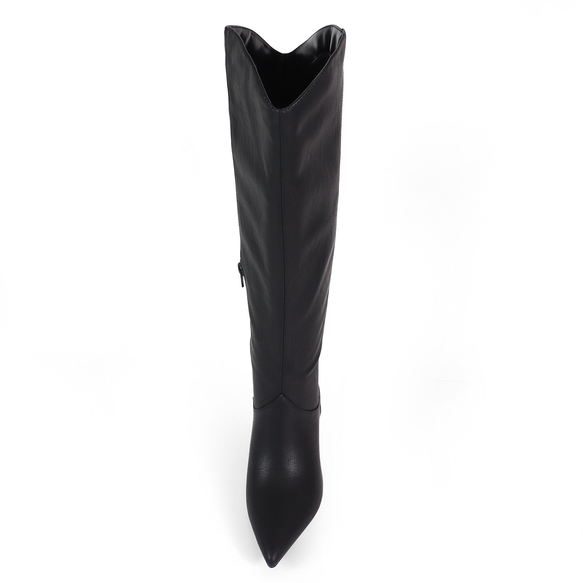 SHIRLEY-1 POINTED TOE BOOTS W/ KITTEN HEEL BLACK PU