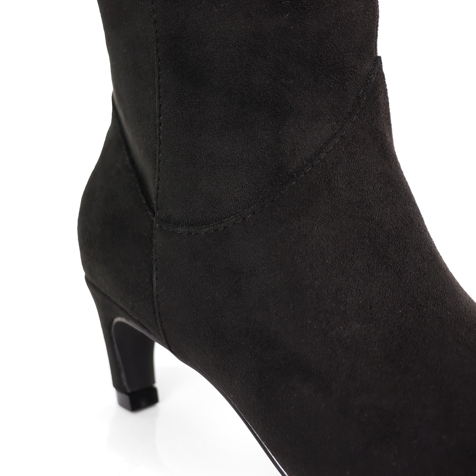 SHIRLEY-1 POINTED TOE BOOTS W/ KITTEN HEEL BLACK SUEDE