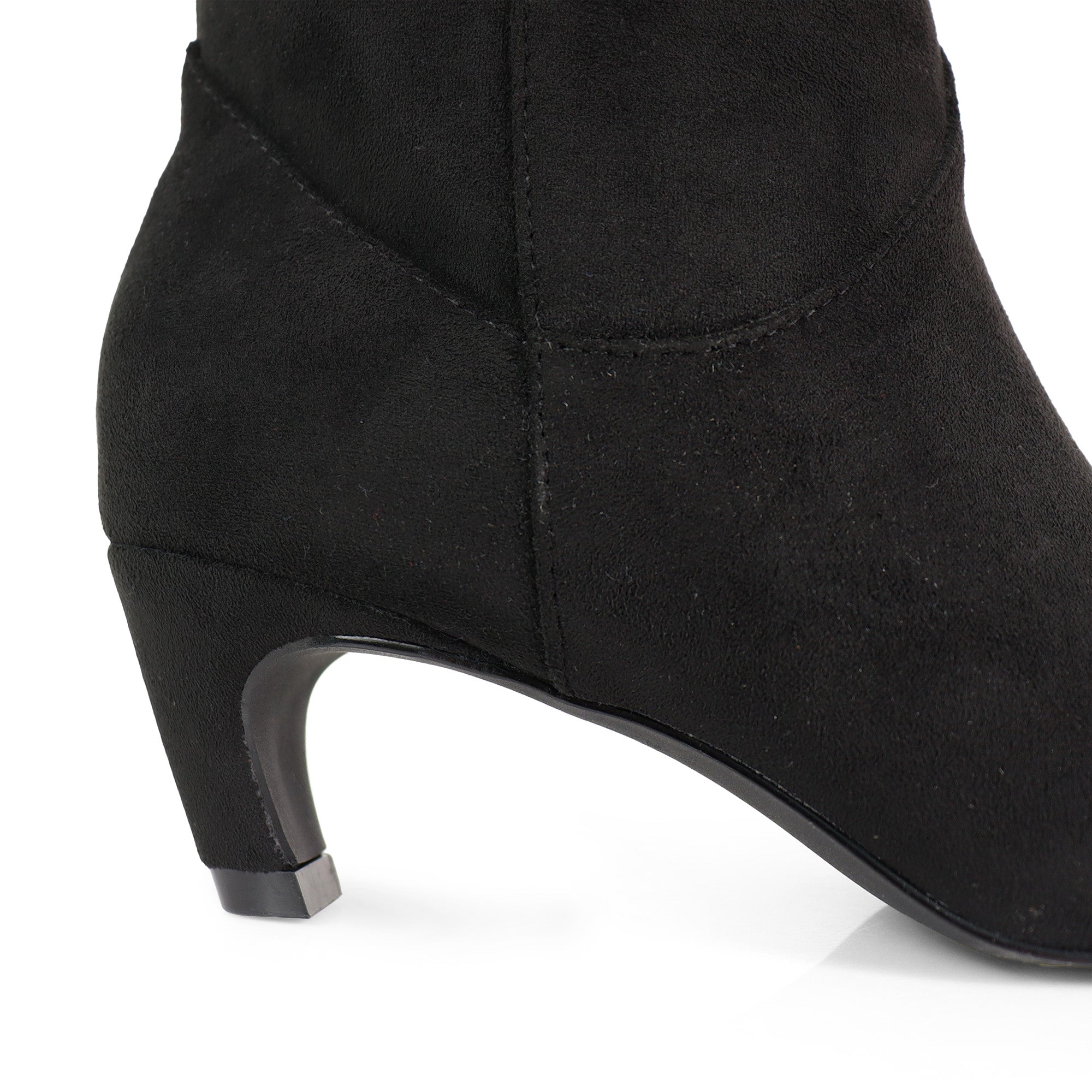 SHIRLEY-1 POINTED TOE BOOTS W/ KITTEN HEEL BLACK SUEDE