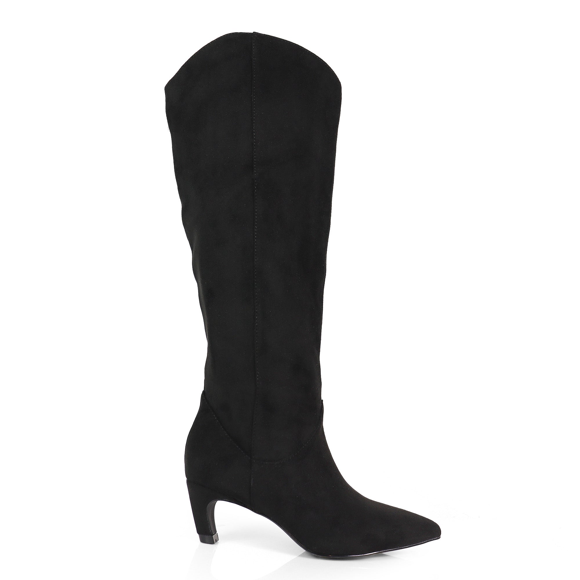 SHIRLEY-1 POINTED TOE BOOTS W/ KITTEN HEEL BLACK SUEDE