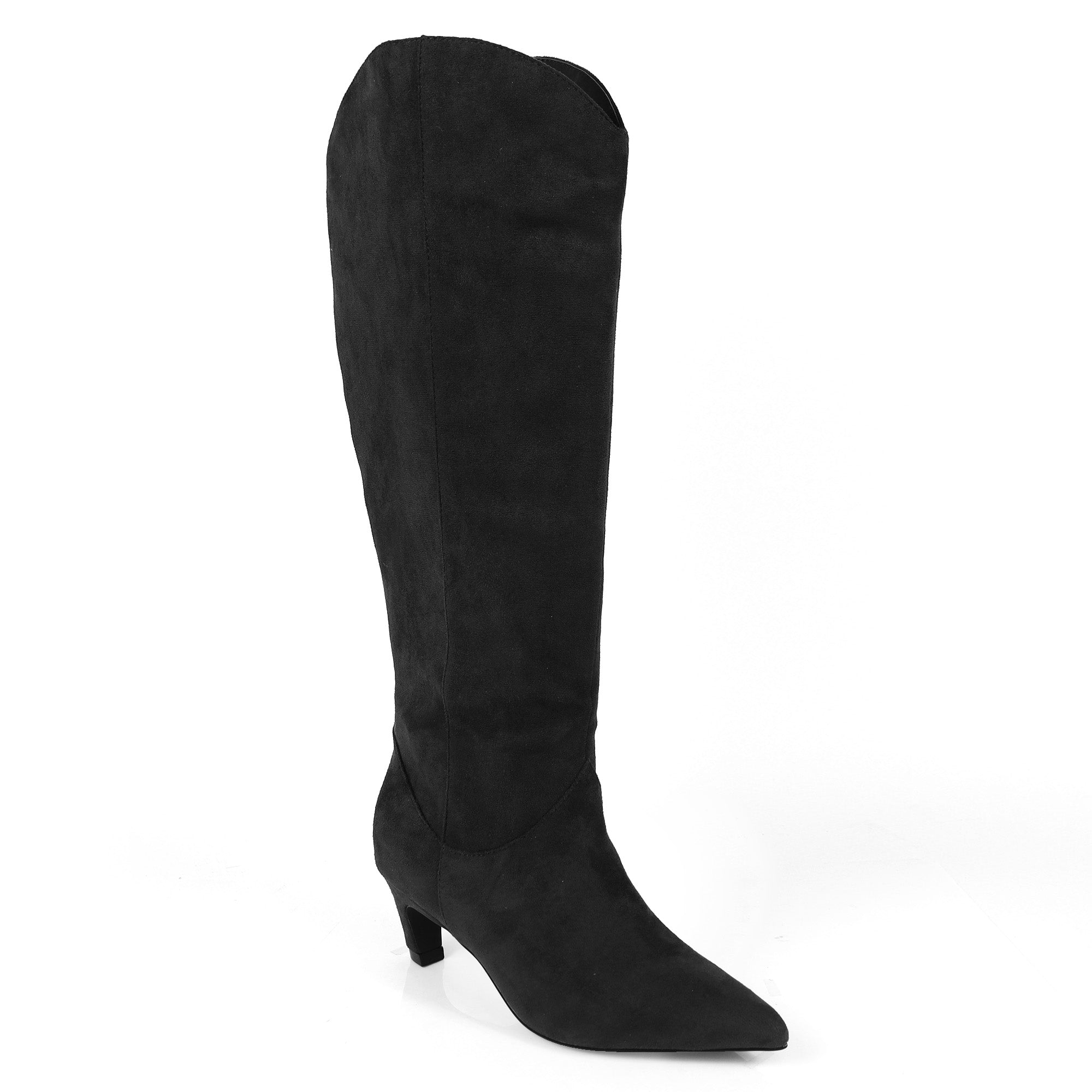 SHIRLEY-1 POINTED TOE BOOTS W/ KITTEN HEEL BLACK SUEDE