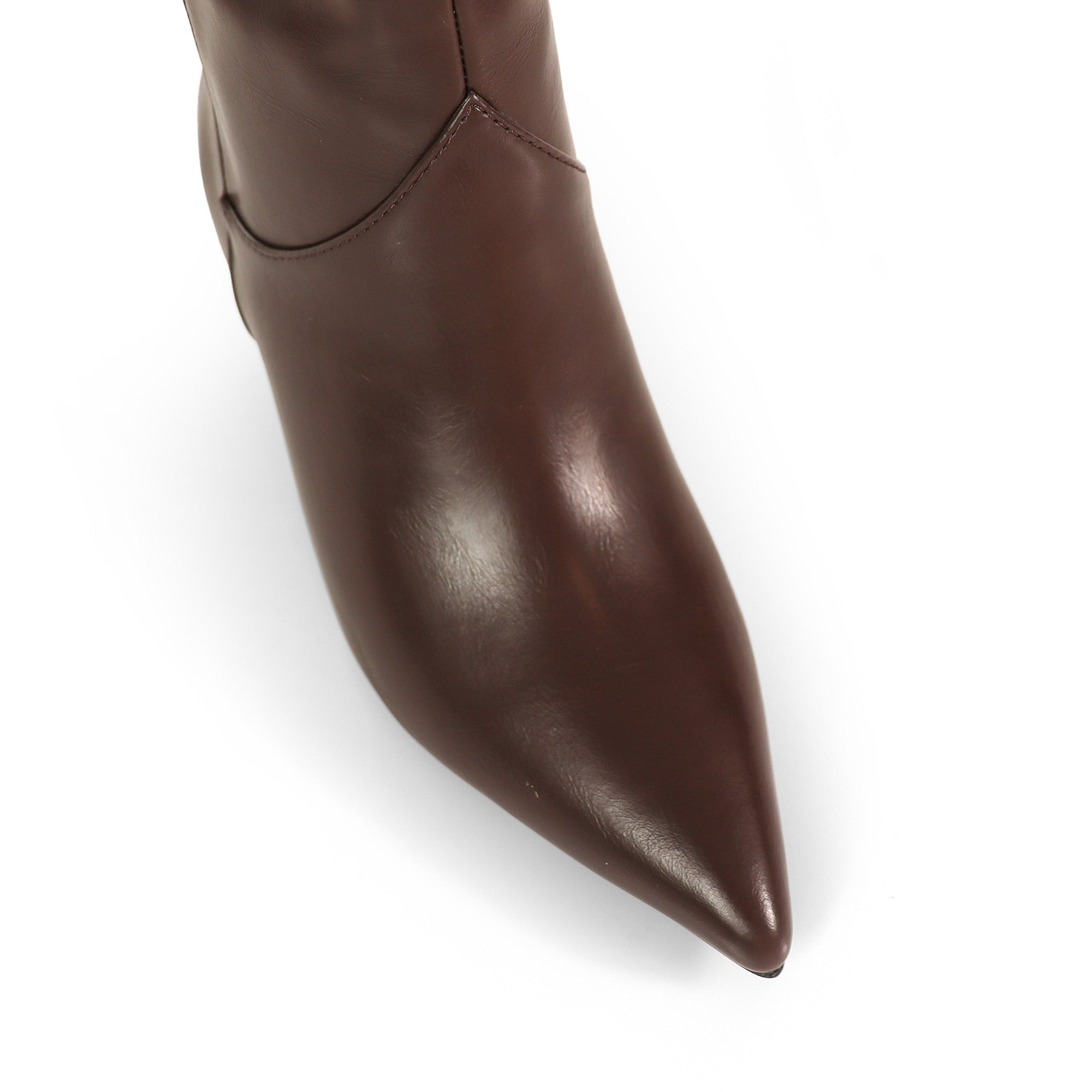 SHIRLEY-1 POINTED TOE BOOTS W/ KITTEN HEEL CHOCOLATE PU